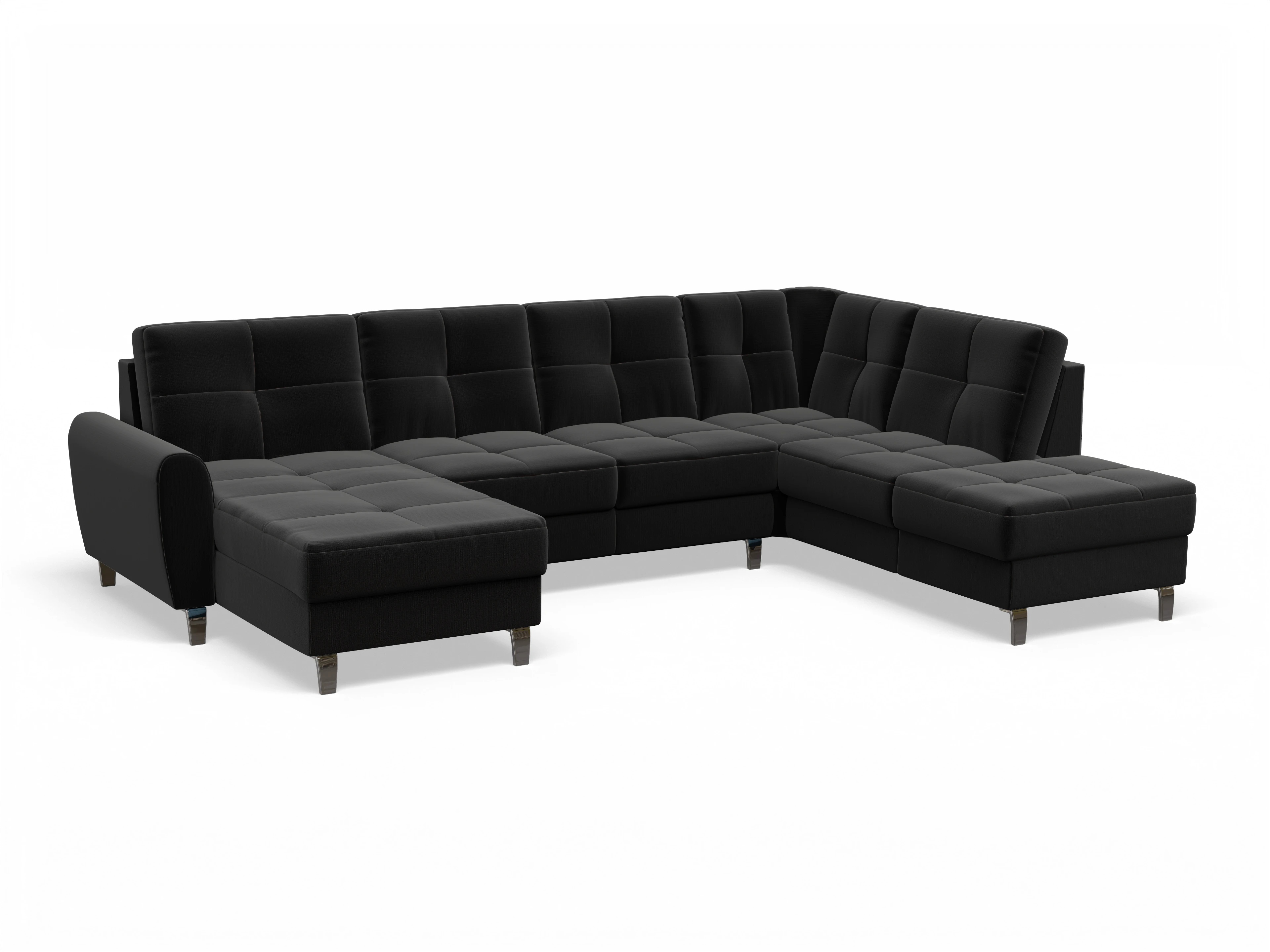 Valona Wohnlandschaft OT LO Medium R Ansicht des Produktes Valona Wohnlandschaft offen beidseitig in Stoff Schwarz