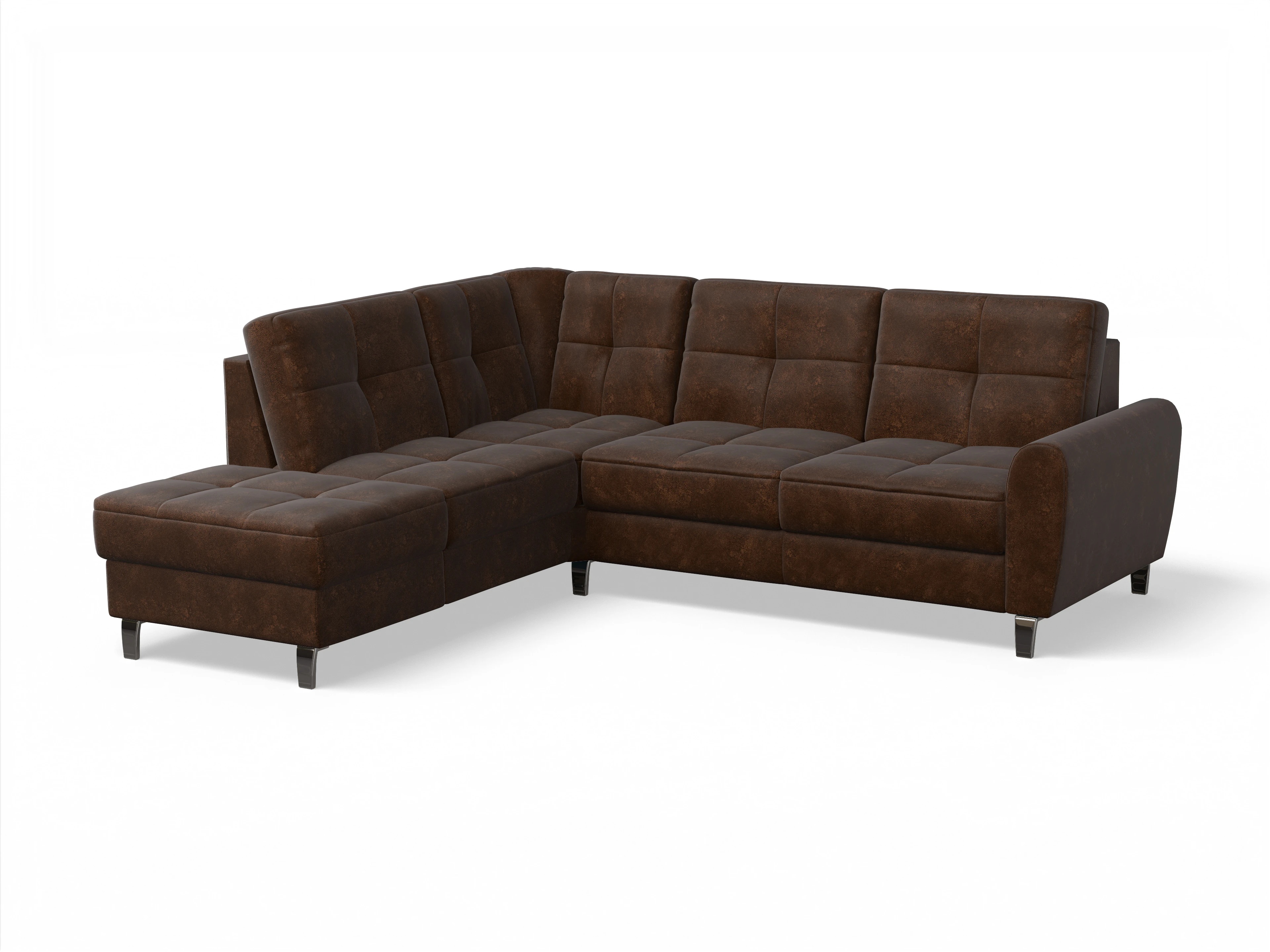 Ansicht des Produktes Valona Ecksofa links Abschluss offen in Stoff Braun