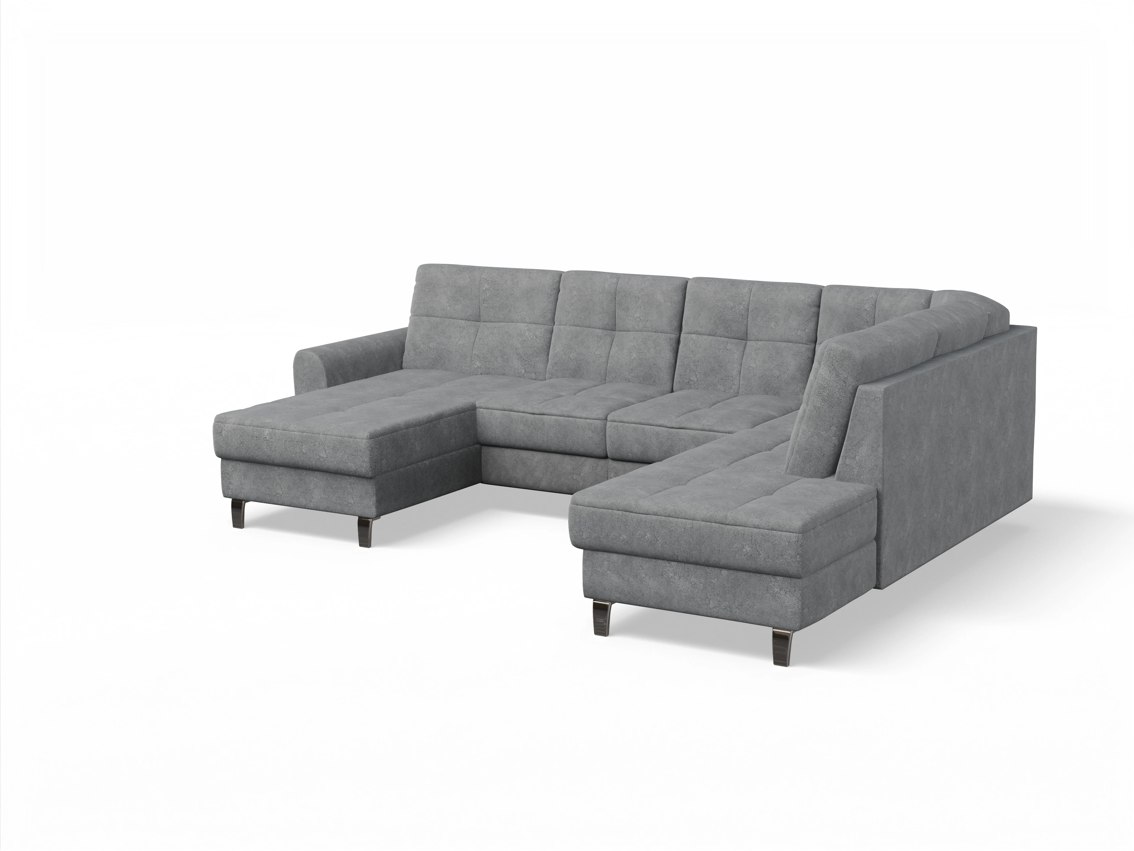 Valona Wohnlandschaft OT LO Small R Ansicht des Produktes Valona Wohnlandschaft offen beidseitig in Stoff Grau