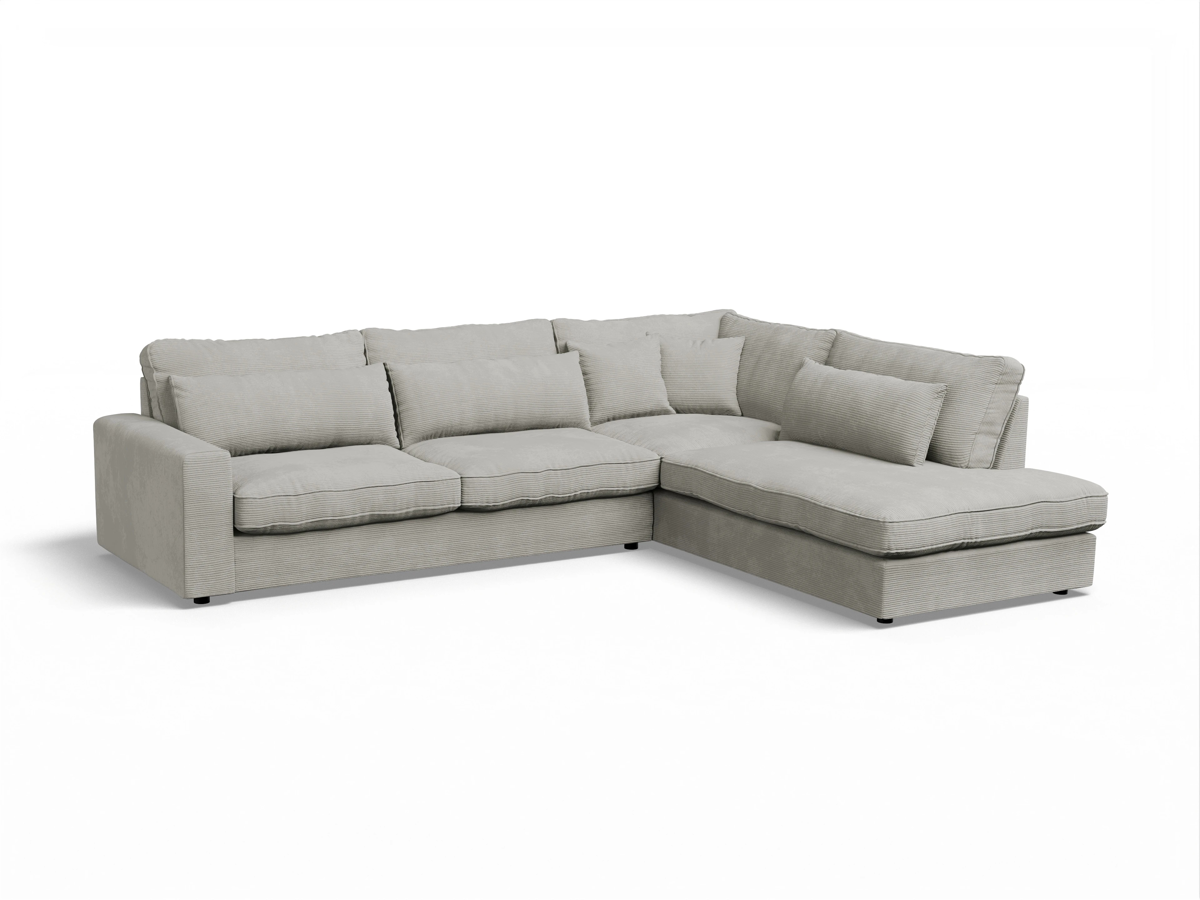 Lexia Longchair Medium R Ansicht des Produktes Lexia Ecksofa rechts Abschluss offen in Stoff Beige