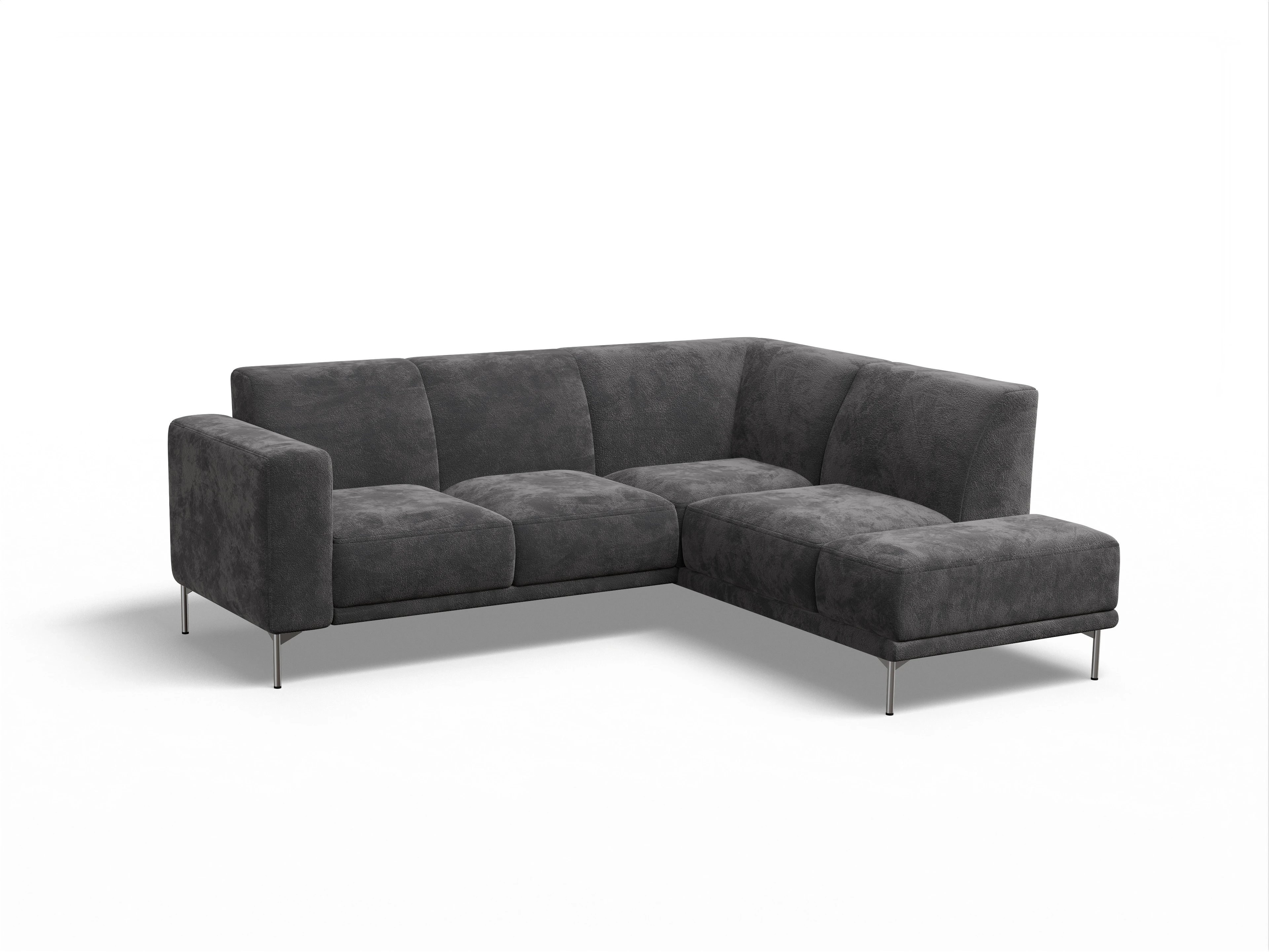 Viborg Longchair Small R Ansicht des Produktes Viborg Ecksofa rechts Abschluss offen in Stoff Grau