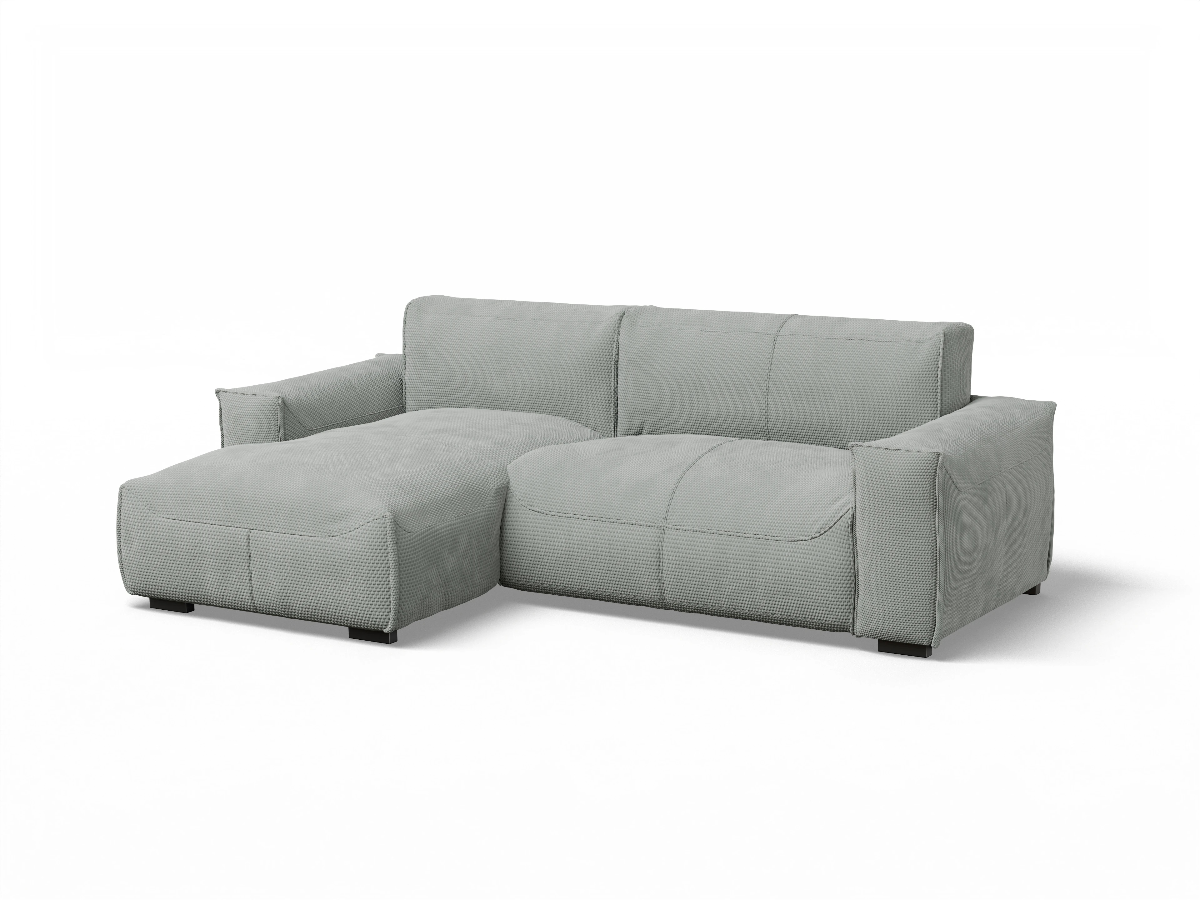 Ansicht des Produktes Zenon Ecksofa links Abschluss offen in Stoff Grau