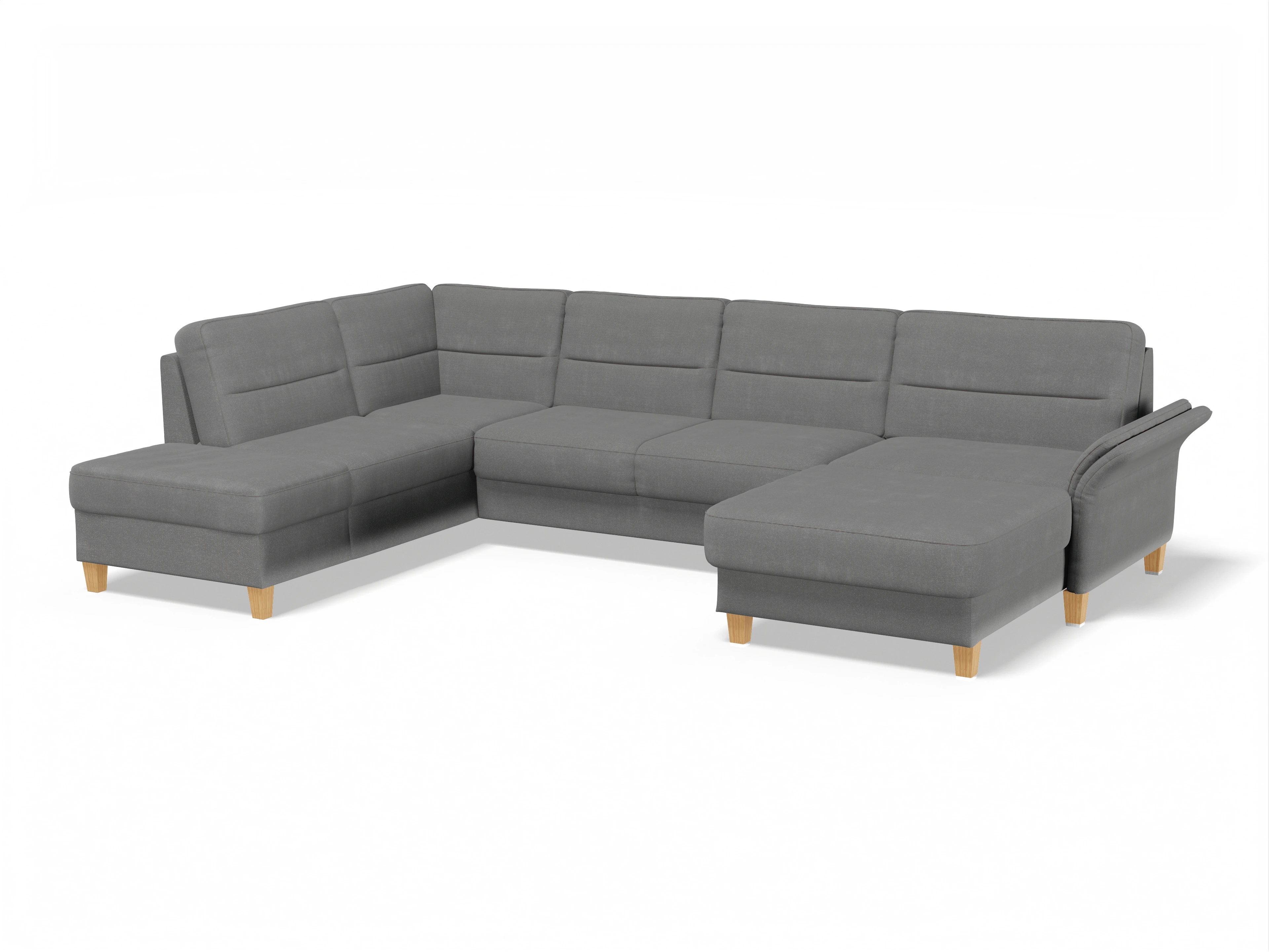 Ansicht des Produktes Warna Wohnlandschaft offen beidseitig in Stoff Grau