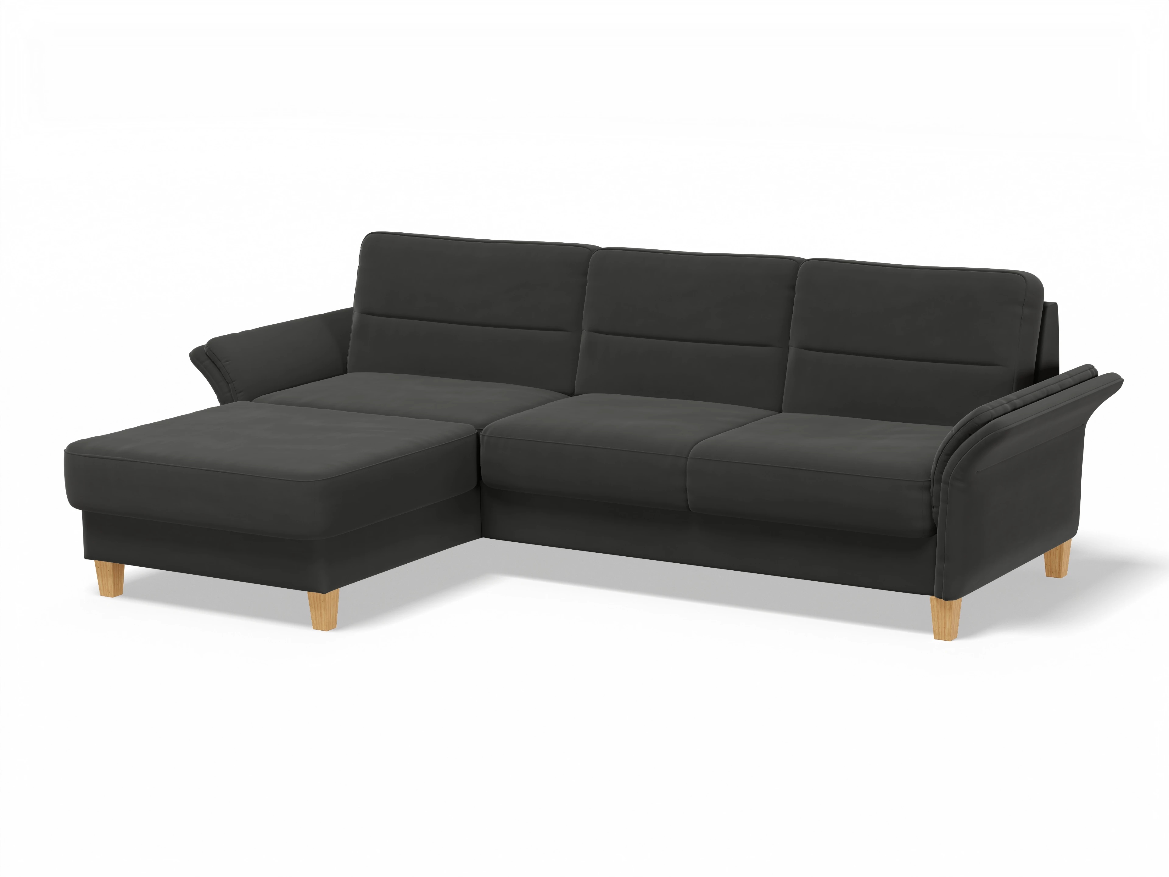 Ansicht des Produktes Warna Ecksofa links Abschluss offen in Stoff Grau