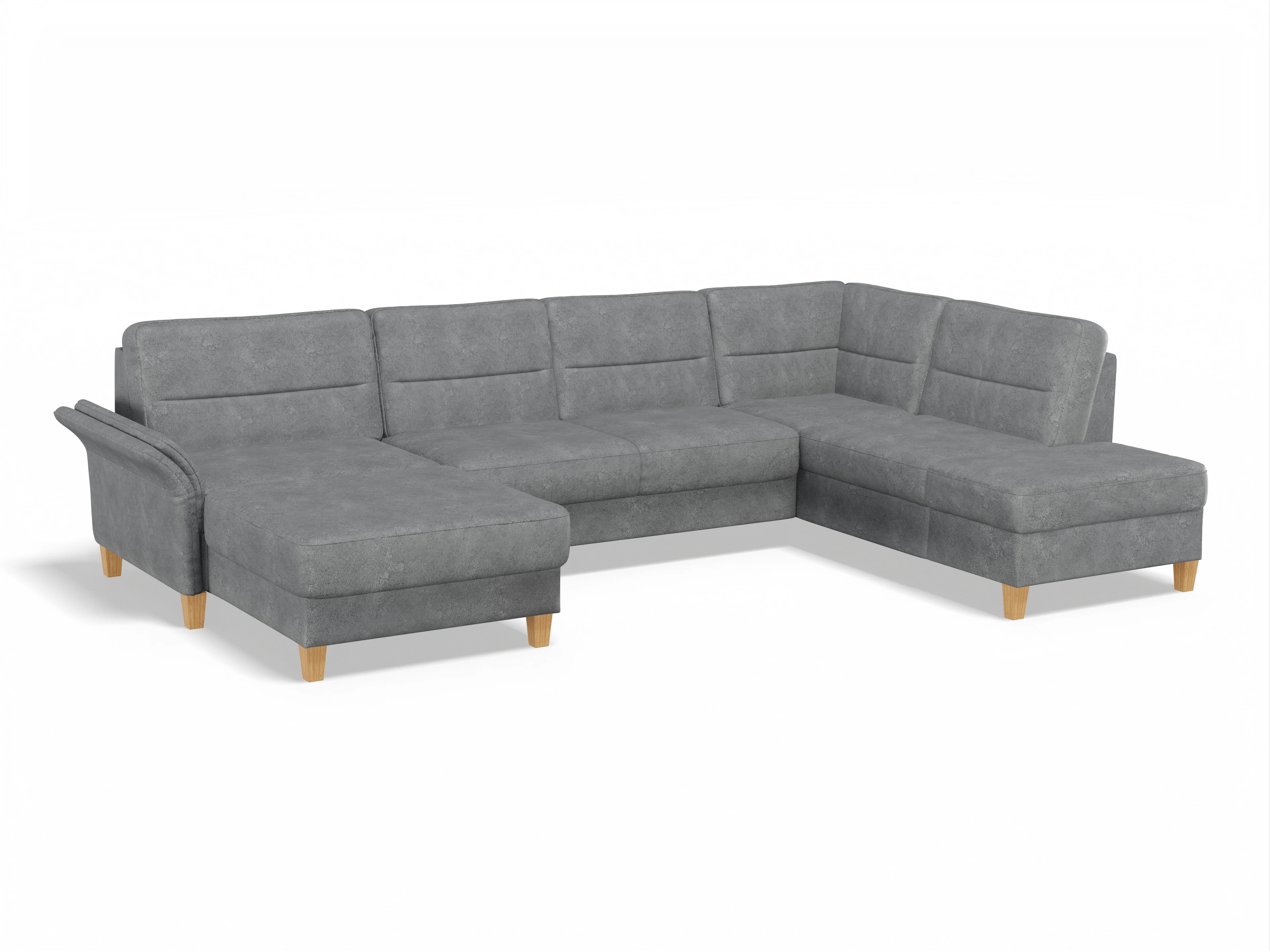 Ansicht des Produktes Warna Wohnlandschaft offen beidseitig in Stoff Grau