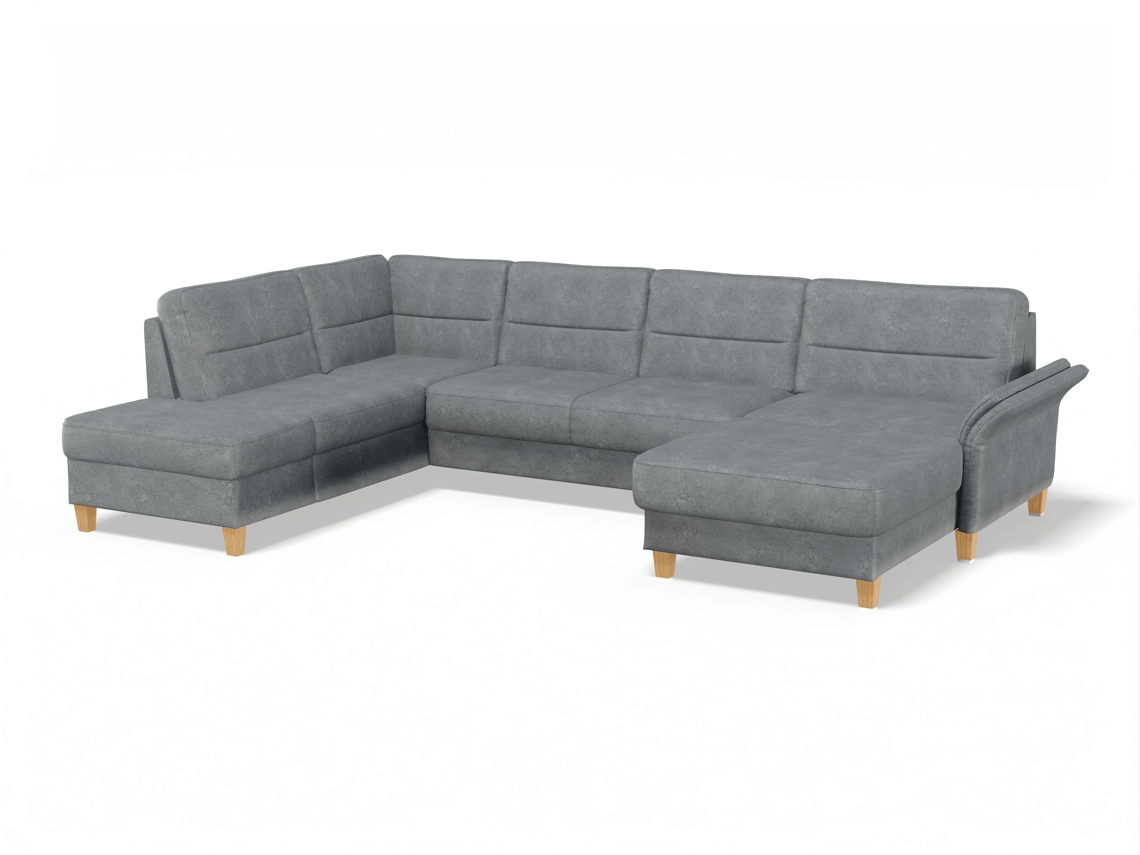 Ansicht des Produktes Warna Wohnlandschaft offen beidseitig in Stoff Grau