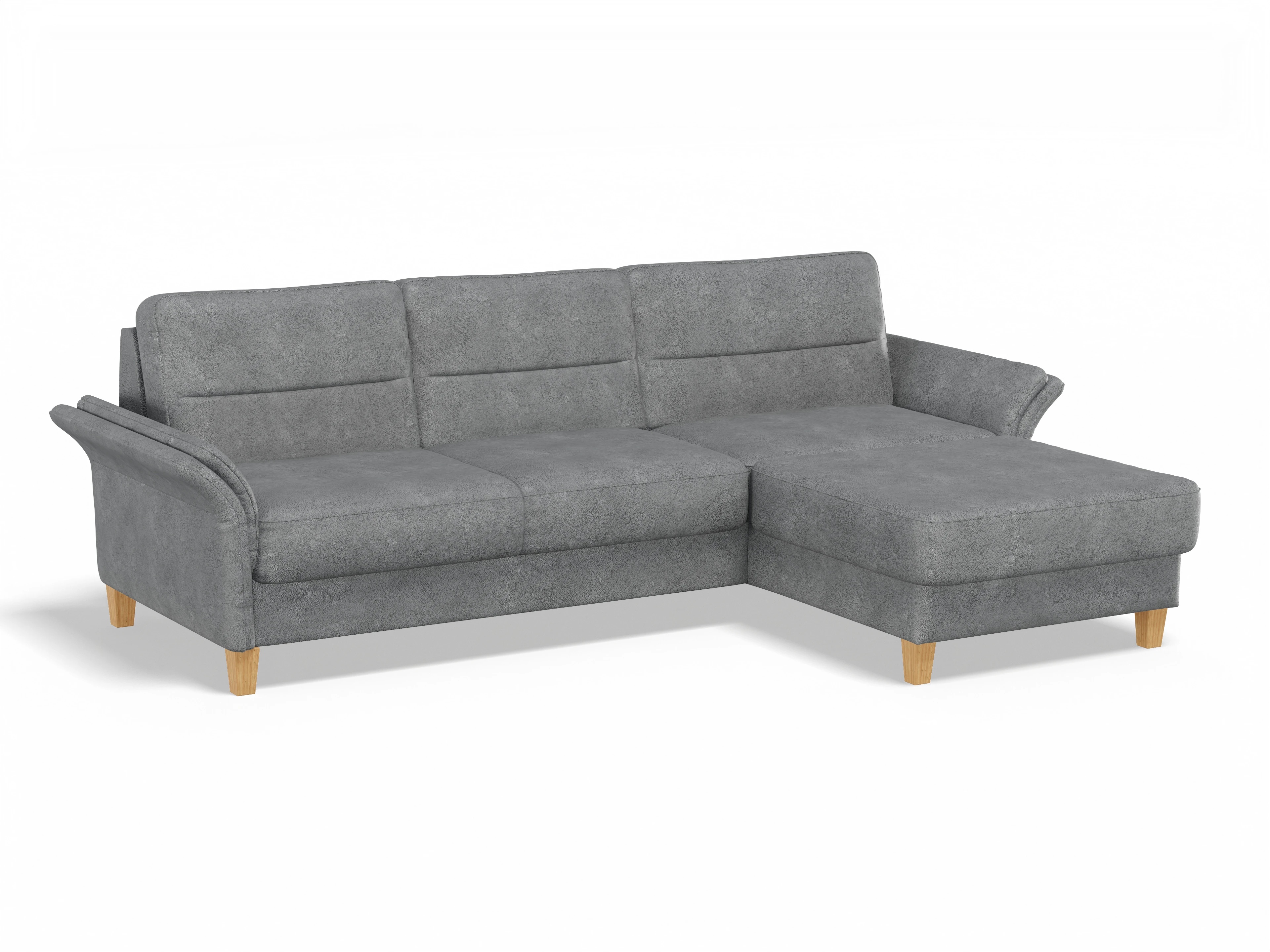 Ansicht des Produktes Warna Ecksofa rechts Abschluss offen in Stoff Grau