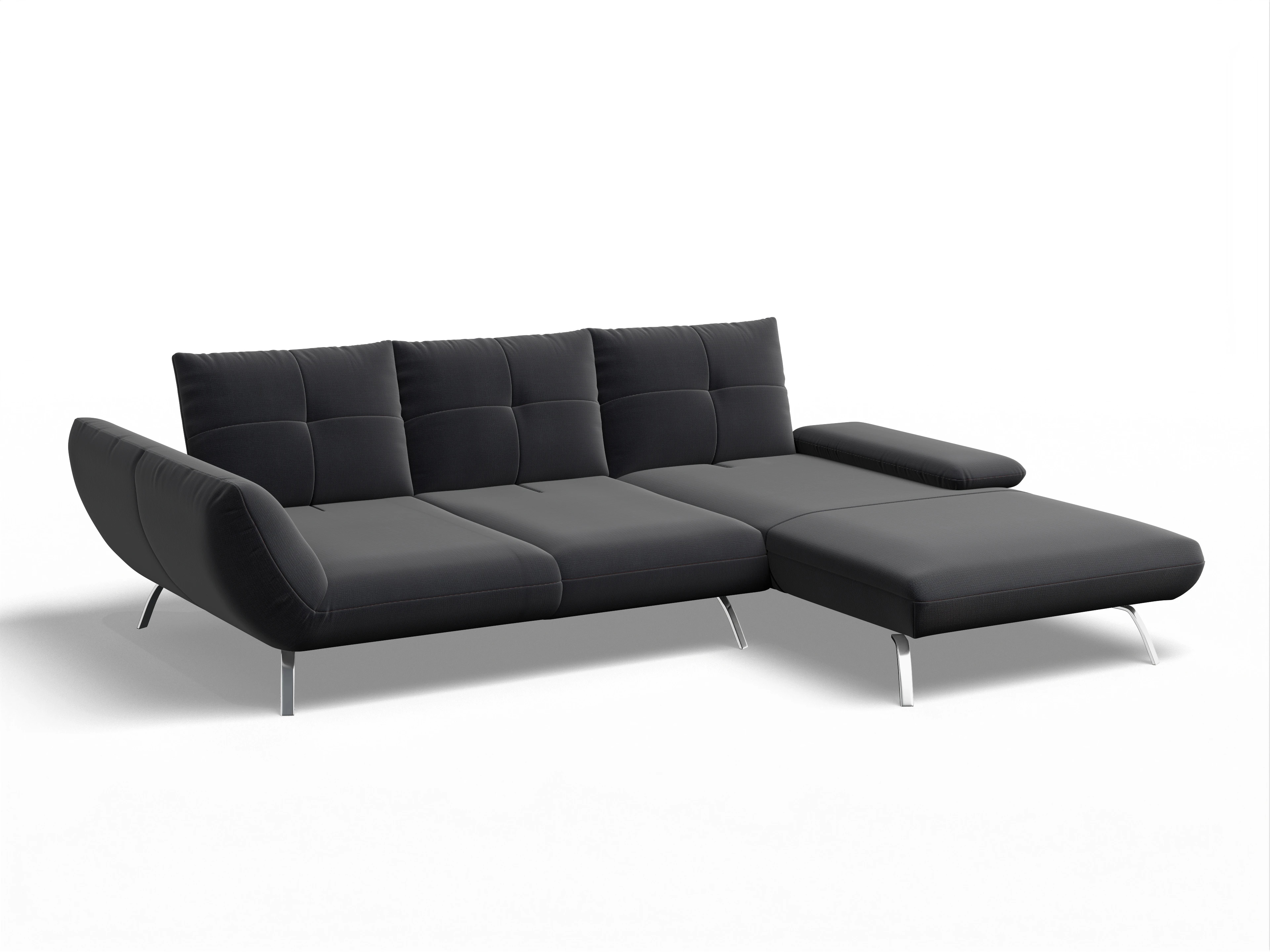 Ansicht des Produktes Dubai Ecksofa rechts Abschluss offen in Stoff Blau