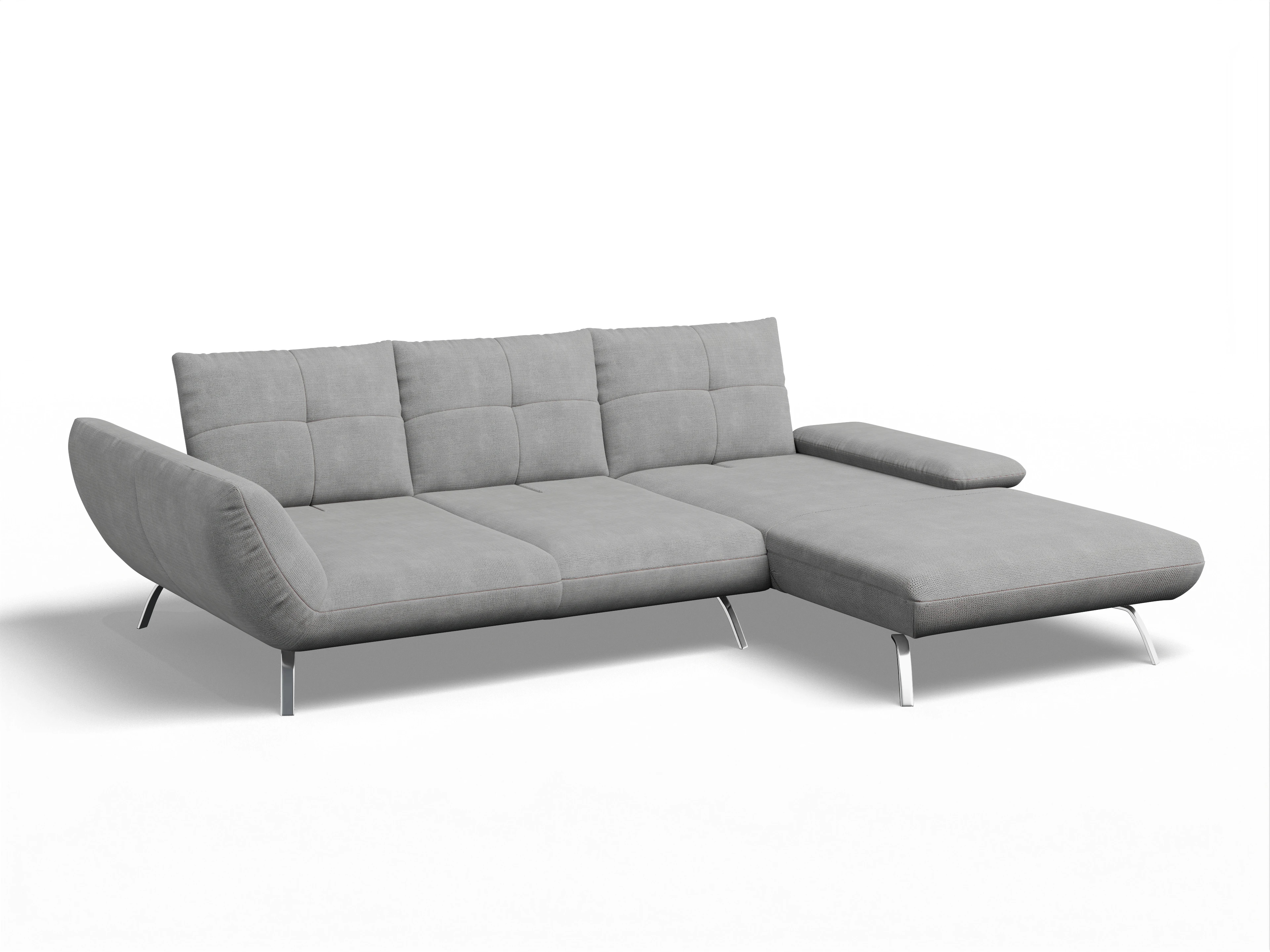 Ansicht des Produktes Dubai Ecksofa rechts Abschluss offen in Stoff Grau