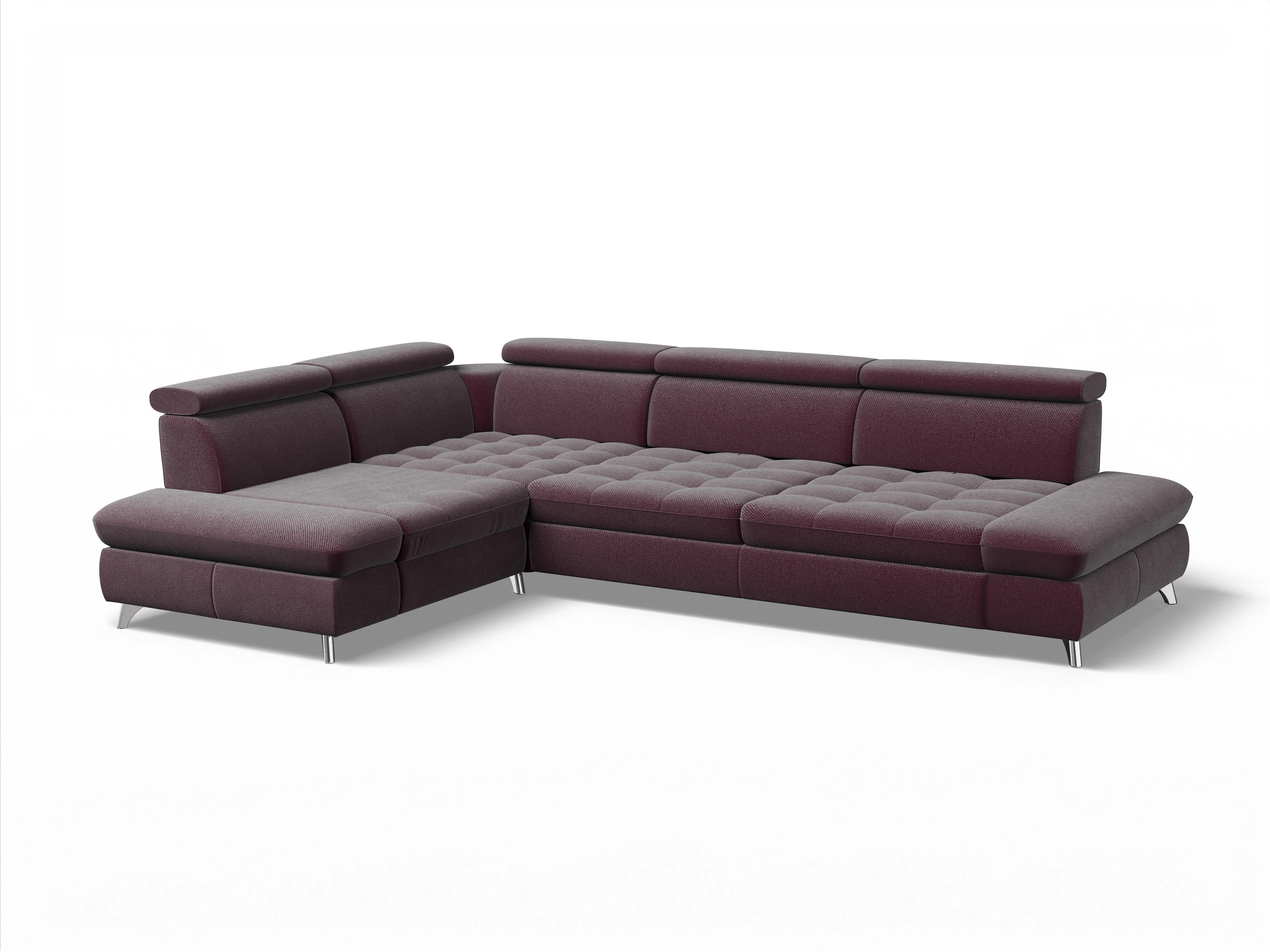 Ansicht des Produktes Memphis Stoff Ecksofa links mit Armlehne in Stoff Rot
