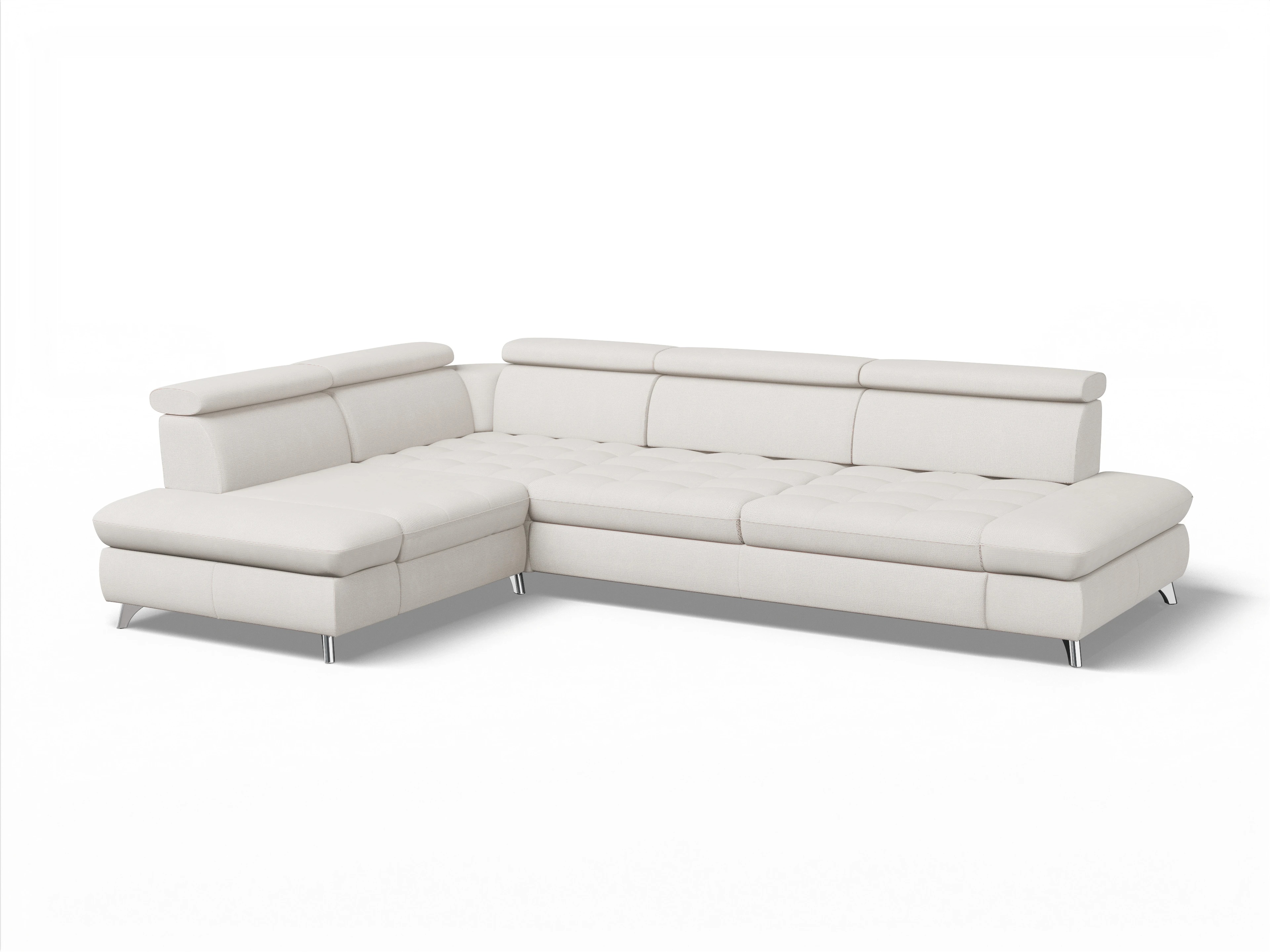 Ansicht des Produktes Memphis Stoff Ecksofa links mit Armlehne in Stoff Beige