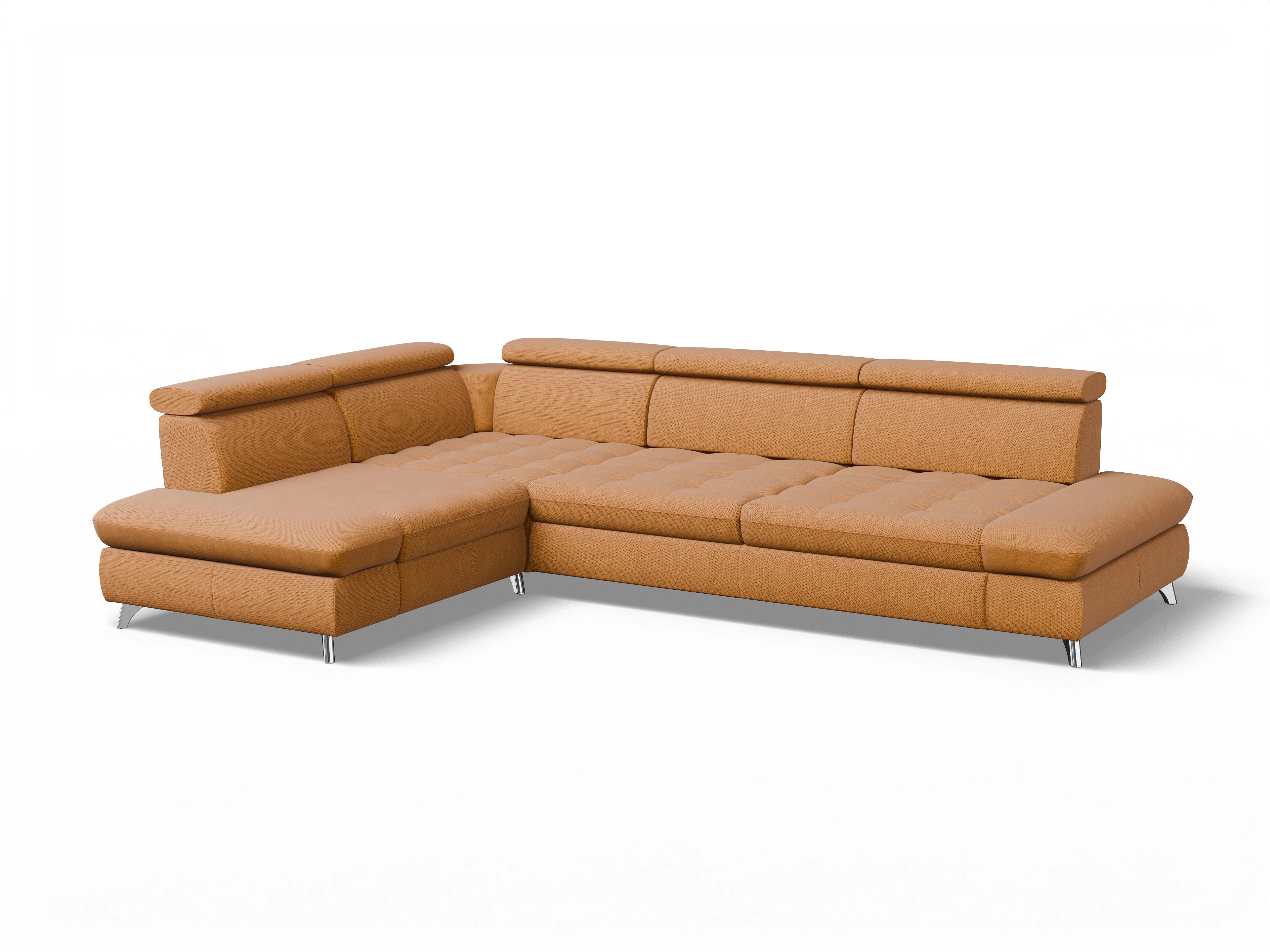 Ansicht des Produktes Memphis Stoff Ecksofa links mit Armlehne in Stoff Gelb