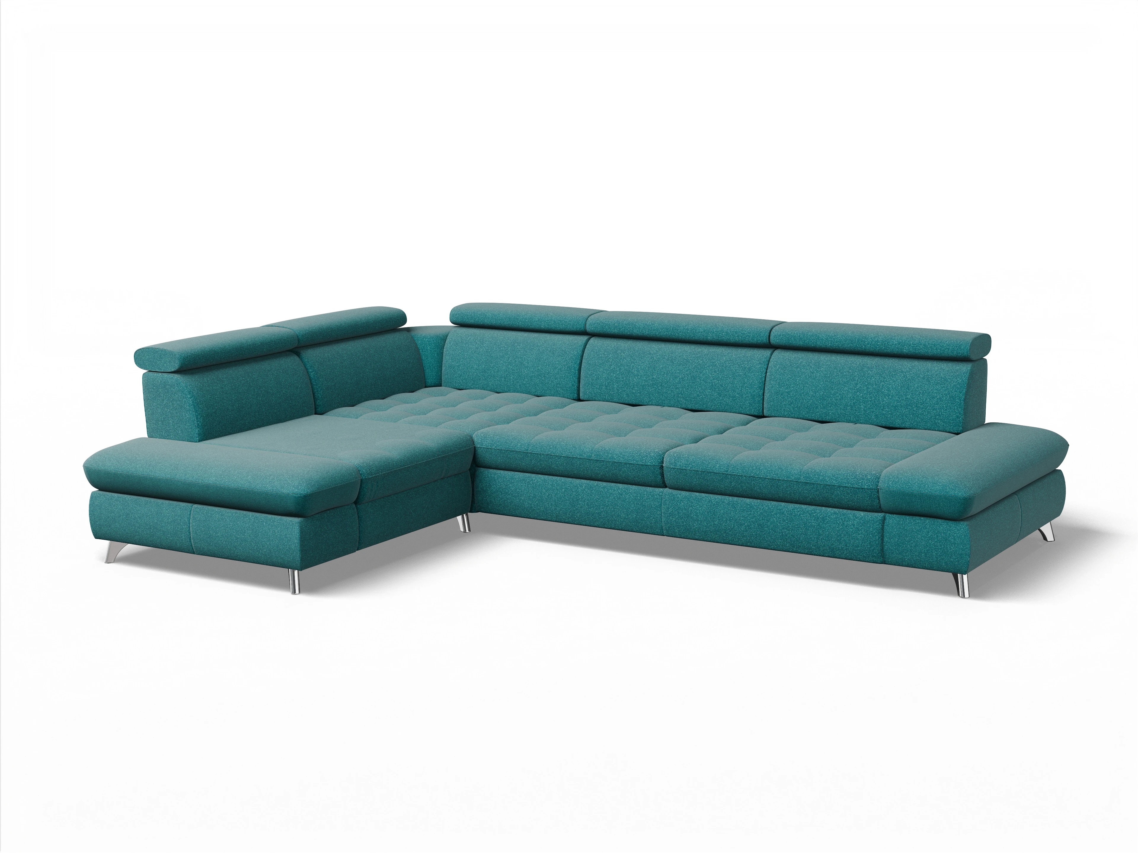 Ansicht des Produktes Memphis Stoff Ecksofa links mit Armlehne in Stoff Gelb