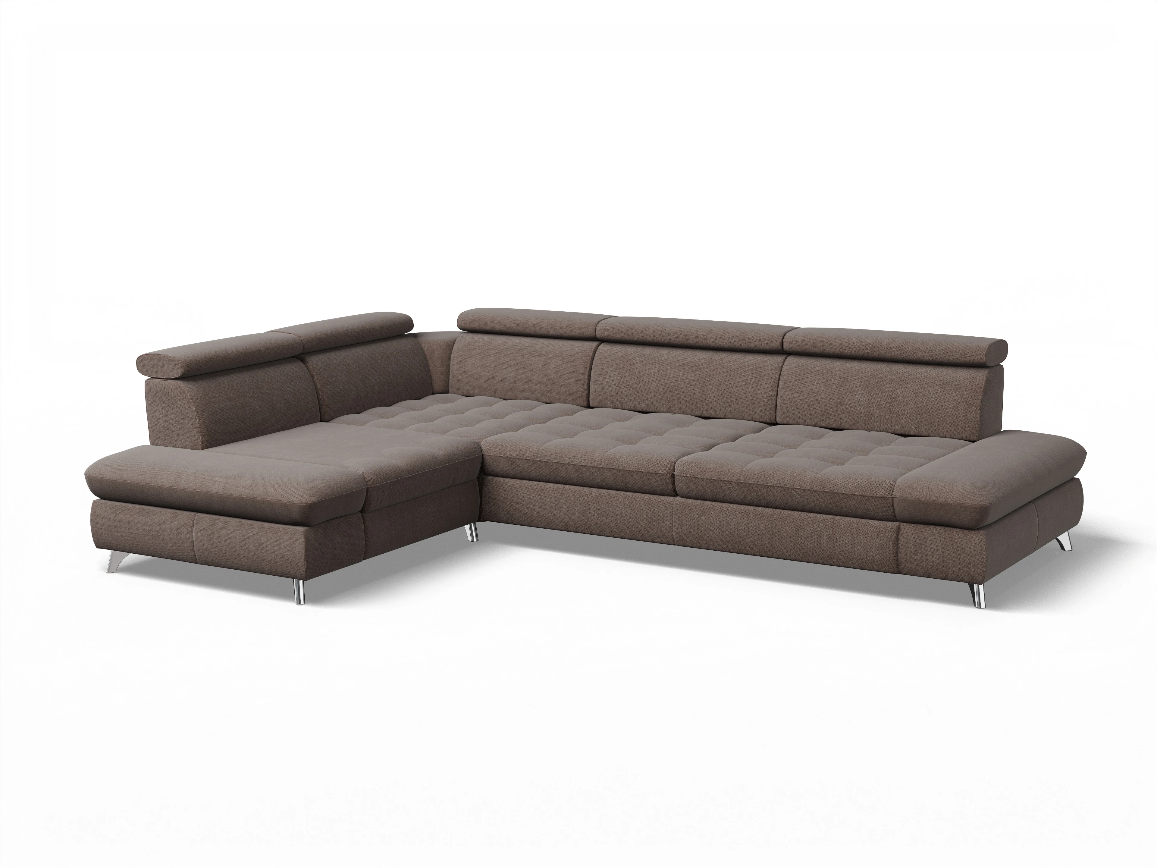 Ansicht des Produktes Memphis Stoff Ecksofa links mit Armlehne in Stoff Grau