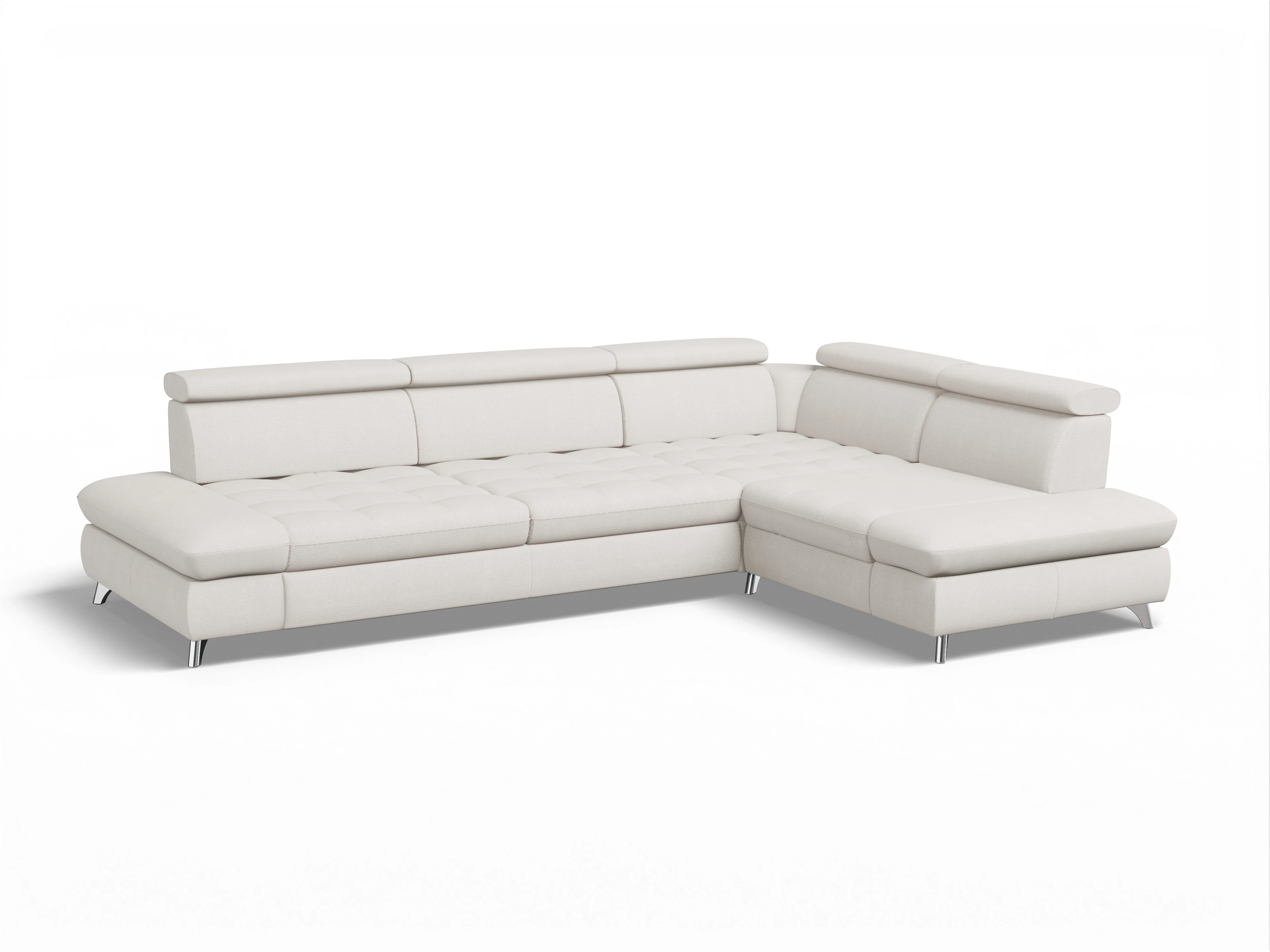 Ansicht des Produktes Memphis Stoff Ecksofa rechts mit Armlehne in Stoff Beige