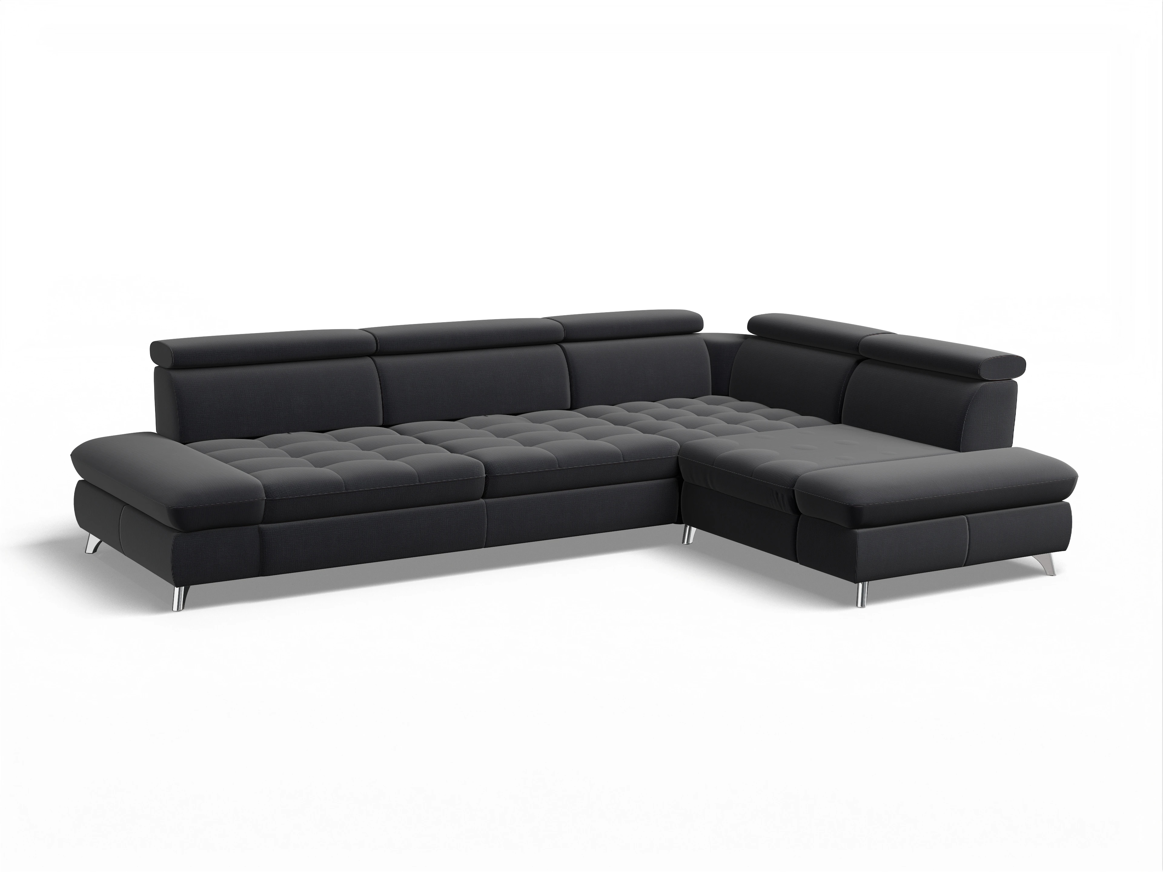 Ansicht des Produktes Memphis Stoff Ecksofa rechts mit Armlehne in Stoff Blau