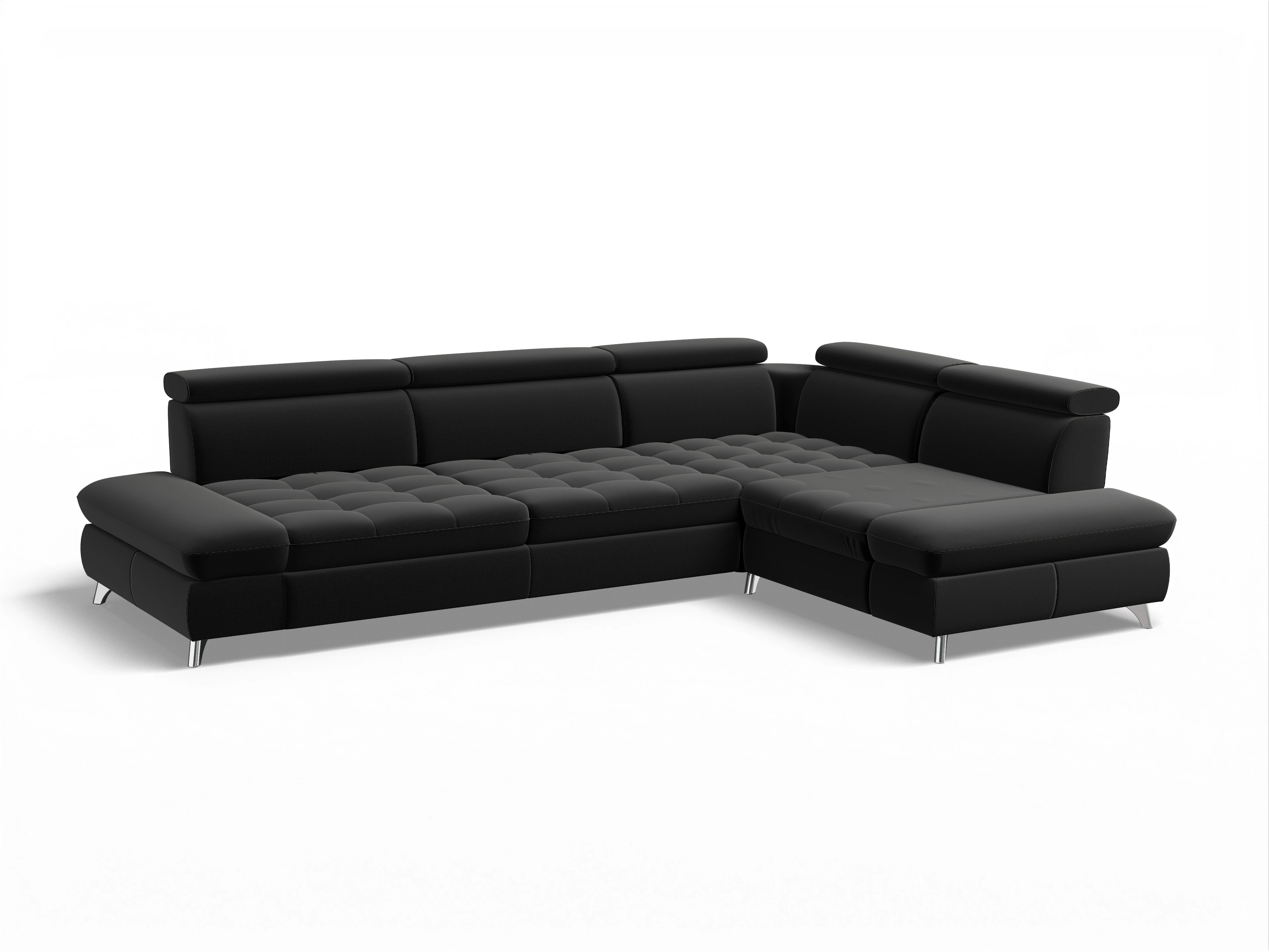 Ansicht des Produktes Memphis Stoff Ecksofa rechts mit Armlehne in Stoff Schwarz
