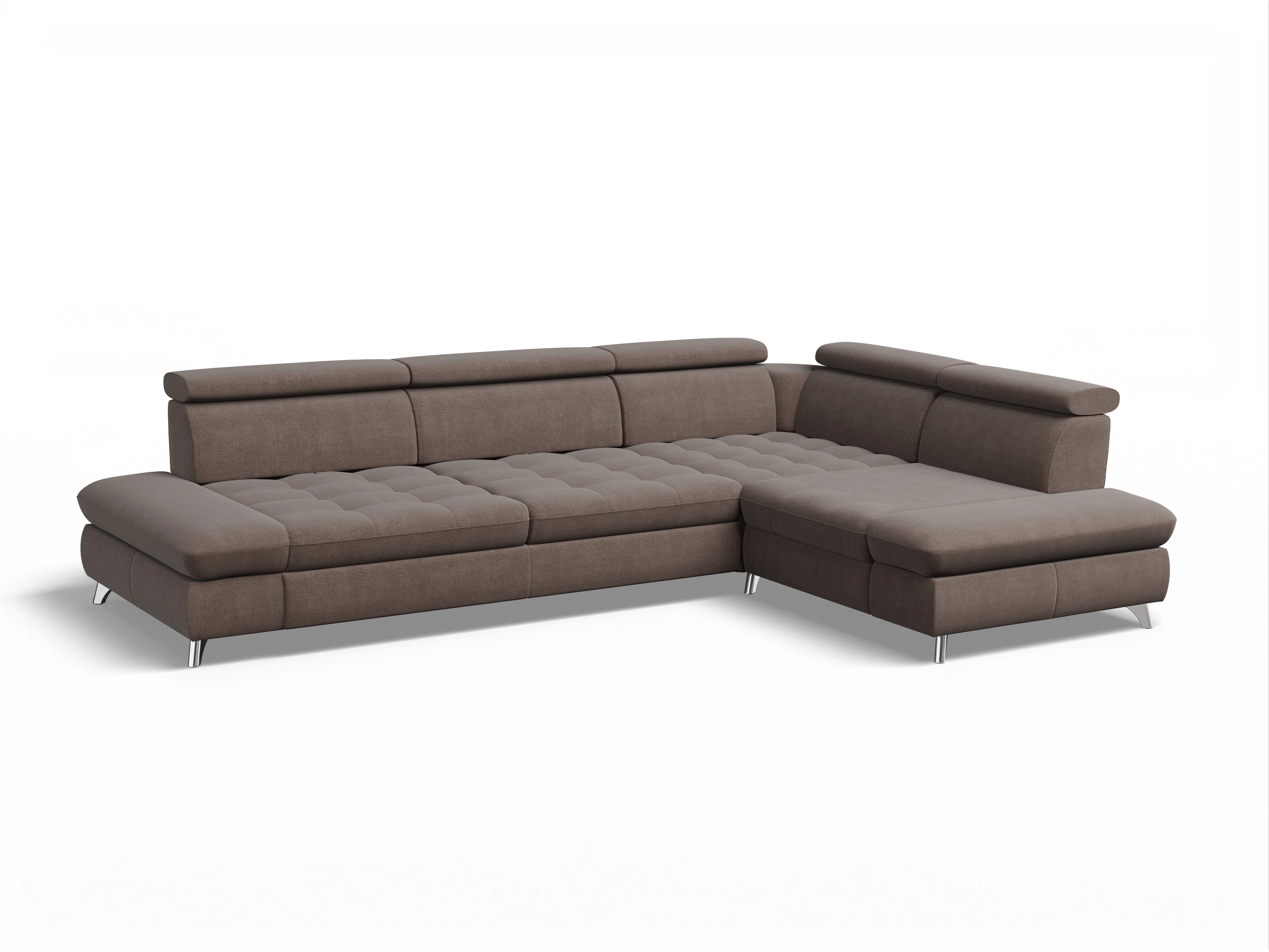 Ansicht des Produktes Memphis Stoff Ecksofa rechts mit Armlehne in Stoff Grau