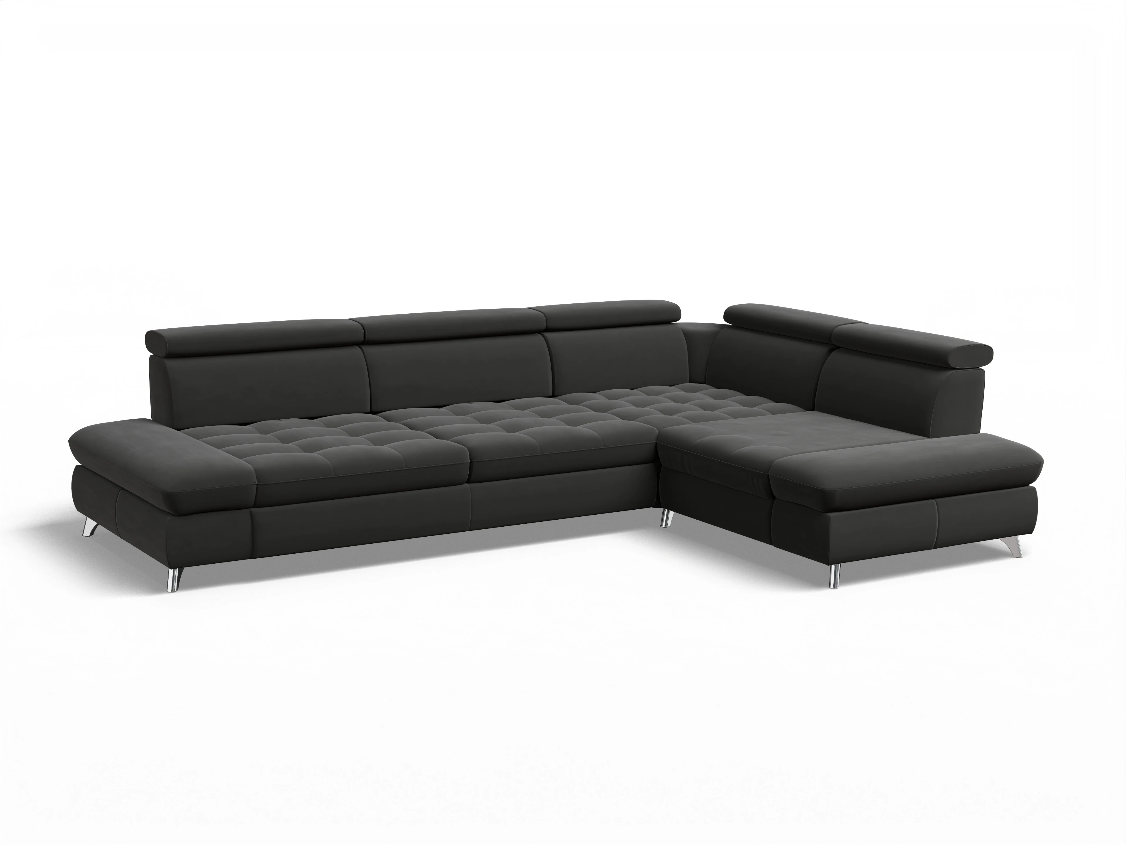 Ansicht des Produktes Memphis Stoff Ecksofa rechts mit Armlehne in Stoff Grau