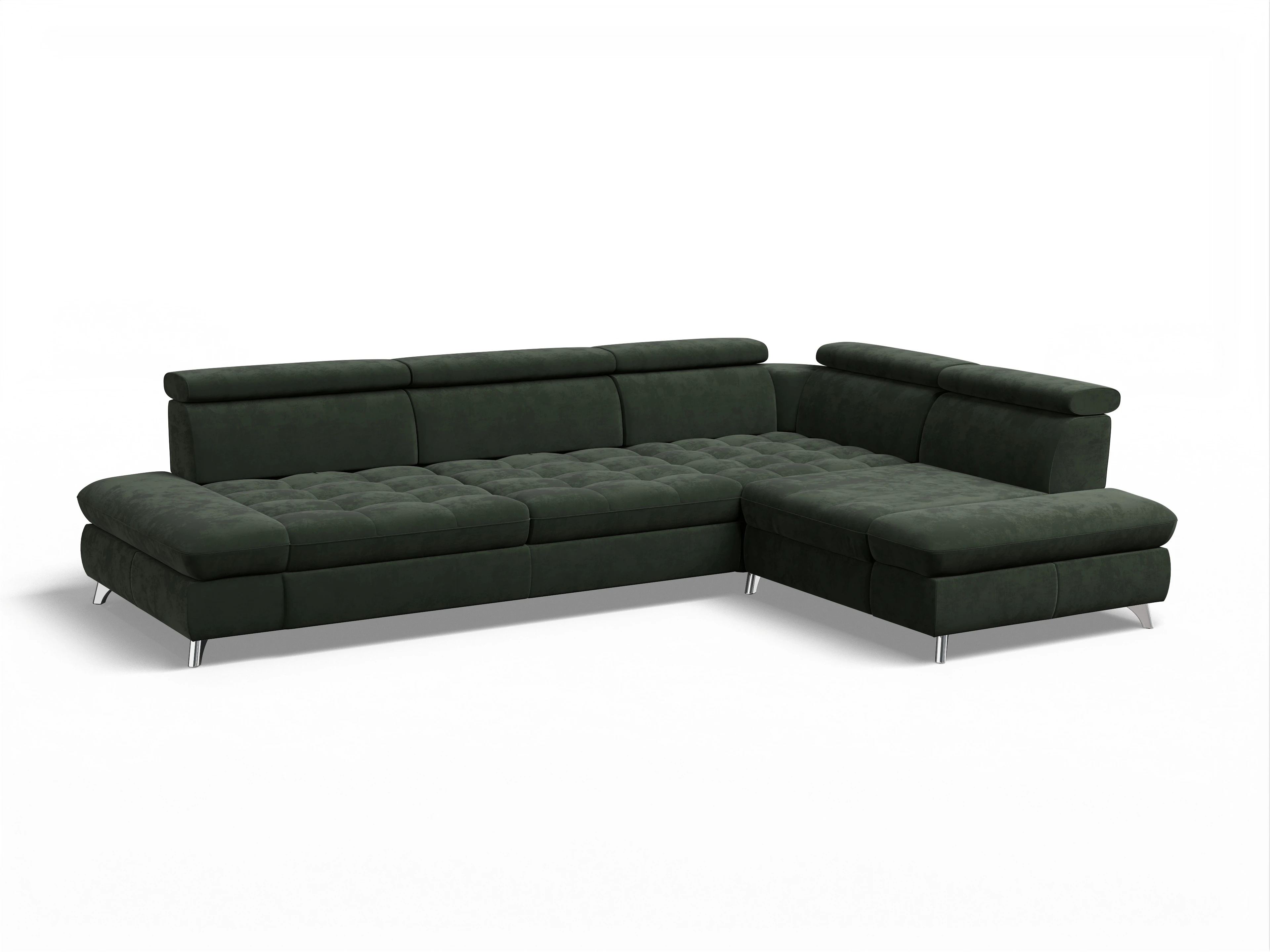 Ansicht des Produktes Memphis Stoff Ecksofa rechts mit Armlehne in Stoff Grün