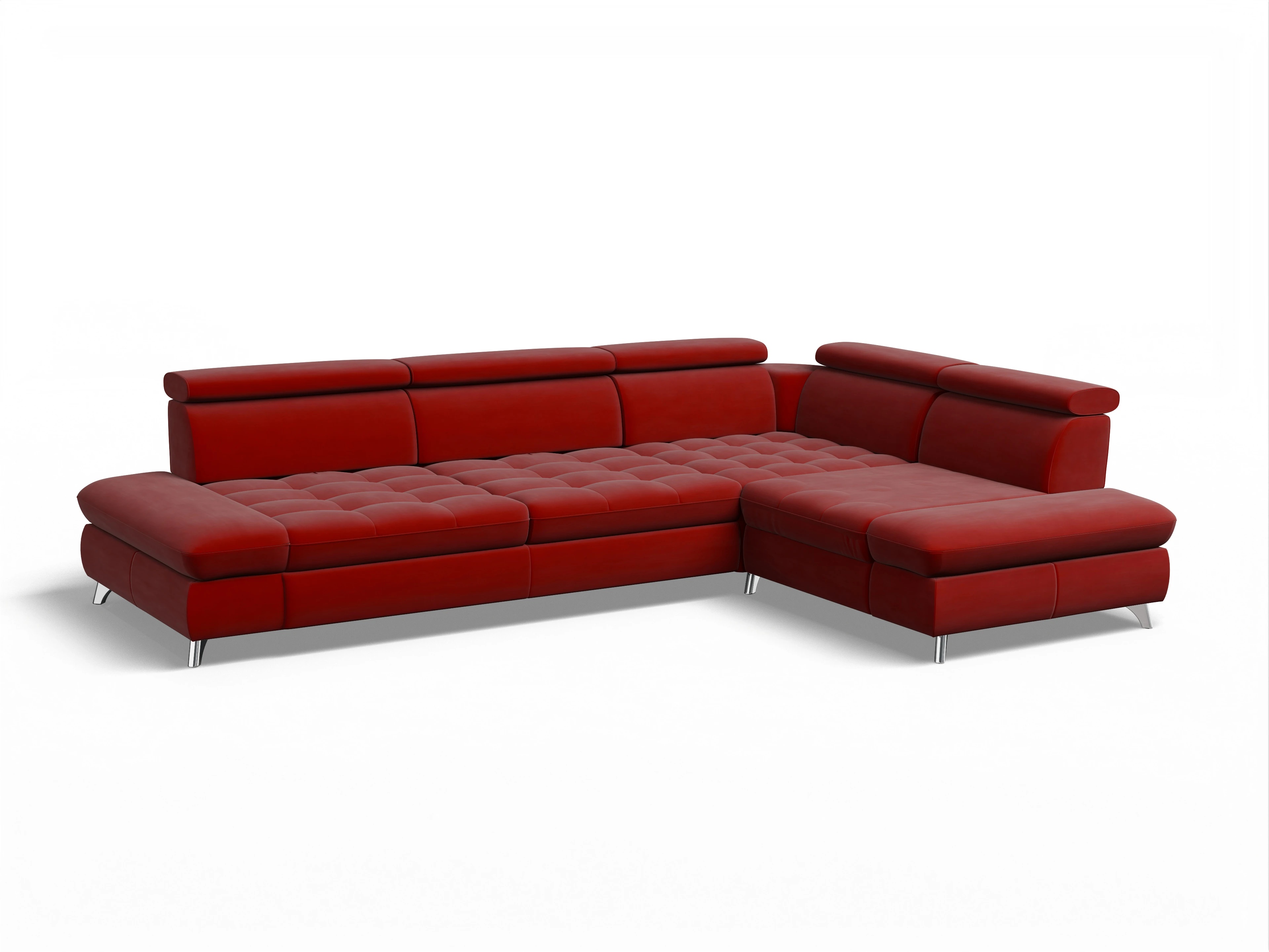 Ansicht des Produktes Memphis Stoff Ecksofa rechts mit Armlehne in Stoff Rot