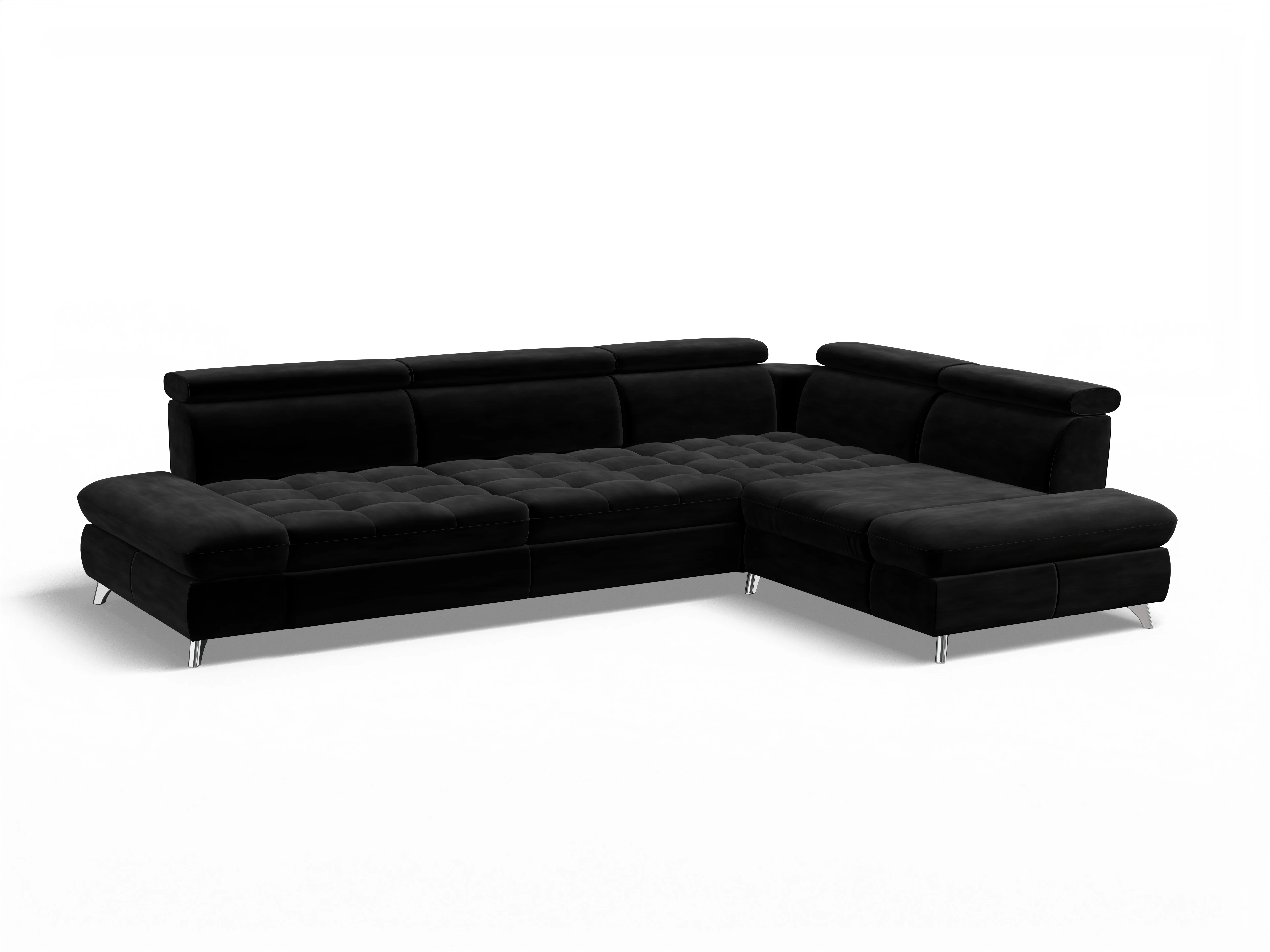 Ansicht des Produktes Memphis Stoff Ecksofa rechts mit Armlehne in Stoff Schwarz