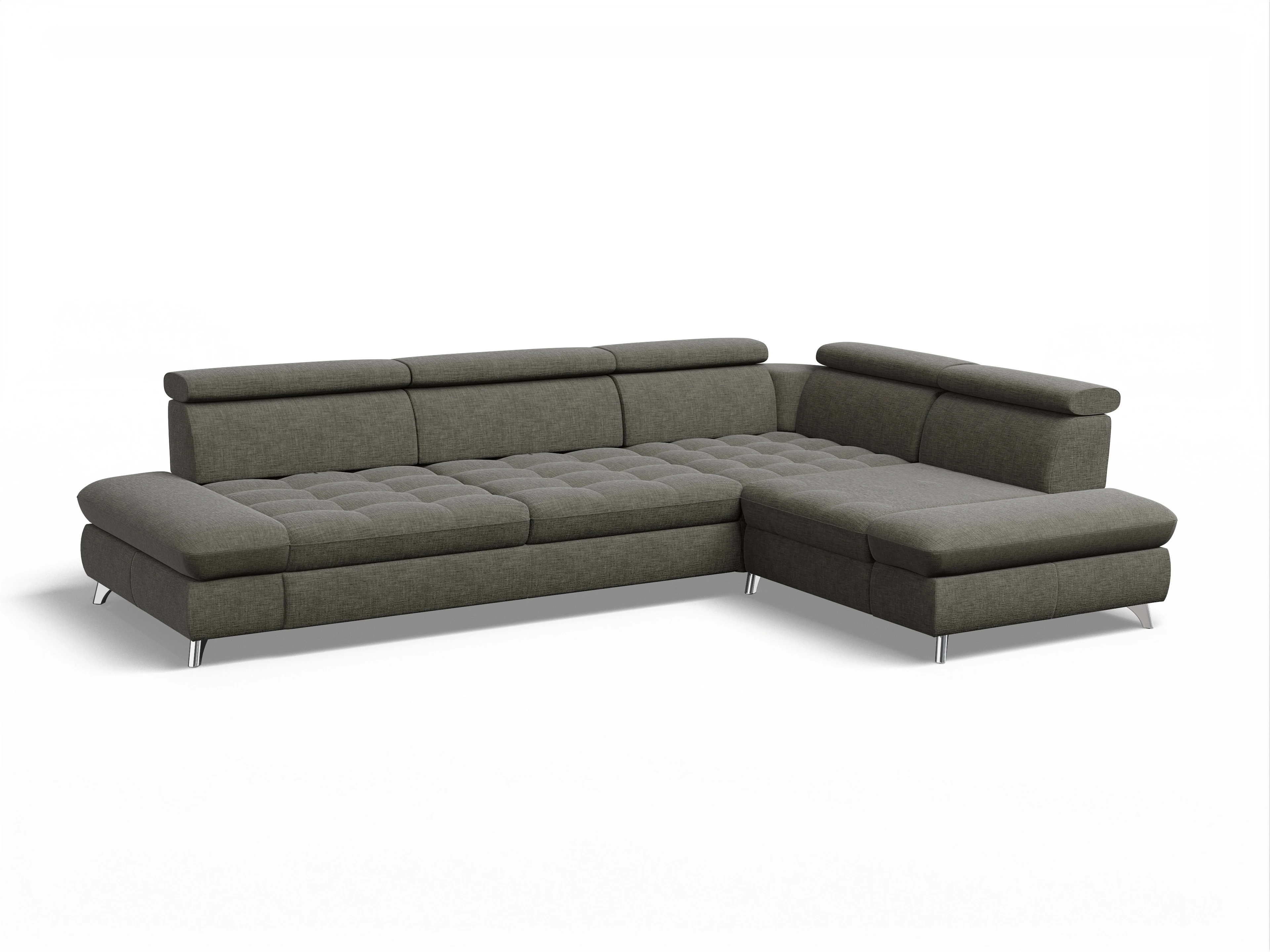 Ansicht des Produktes Memphis Stoff Ecksofa rechts mit Armlehne in Stoff Braun