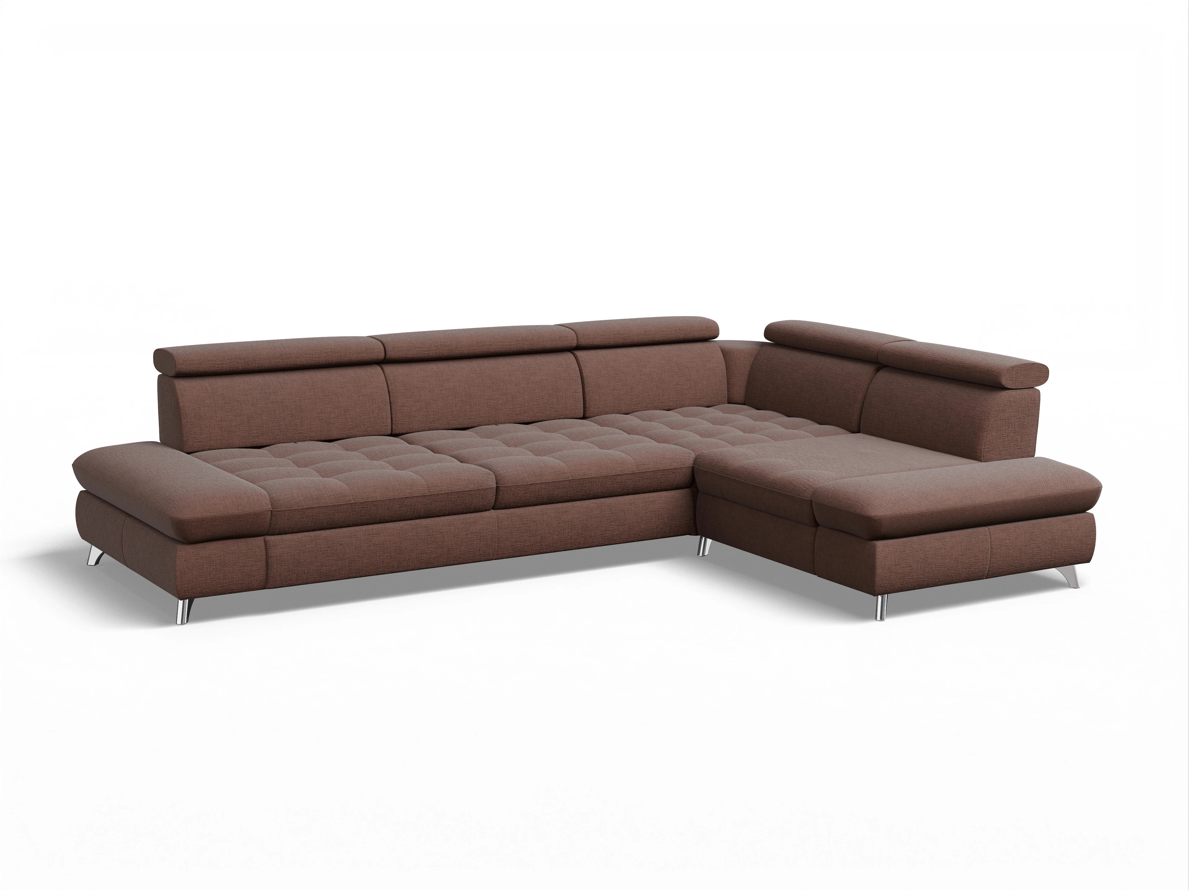 Ansicht des Produktes Memphis Stoff Ecksofa rechts mit Armlehne in Stoff Orange