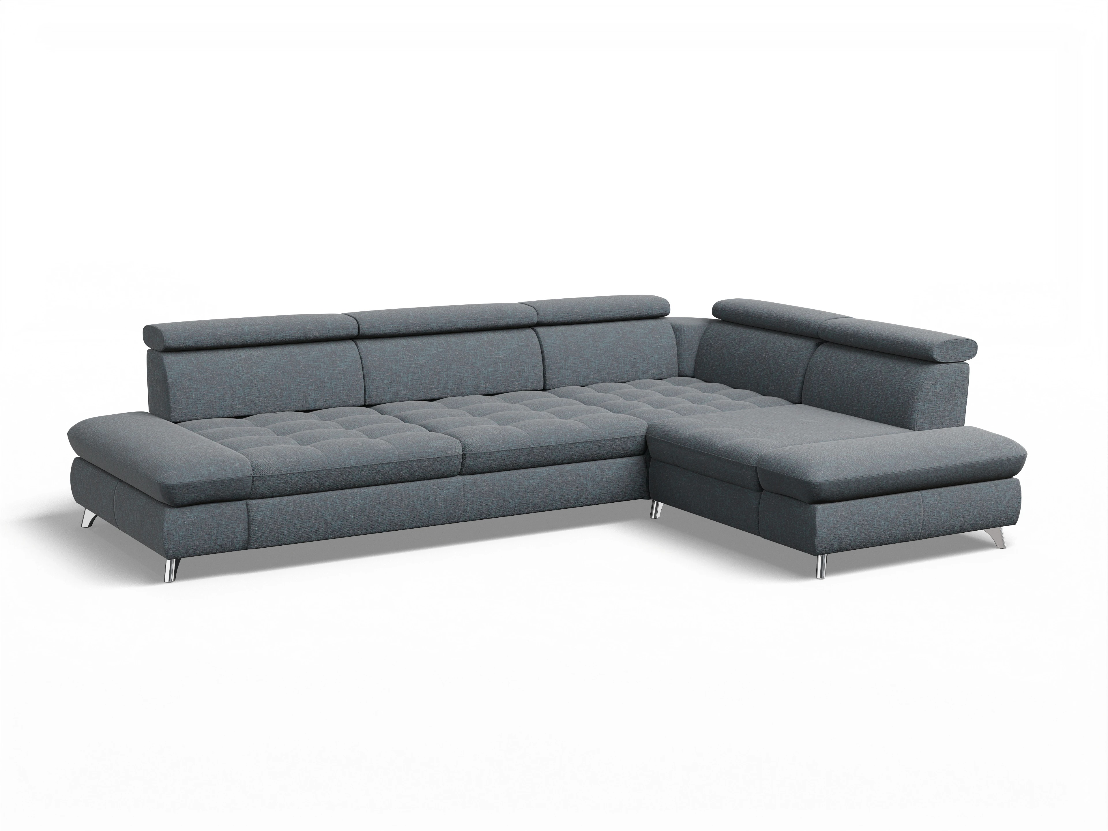 Ansicht des Produktes Memphis Stoff Ecksofa rechts mit Armlehne in Stoff Grau