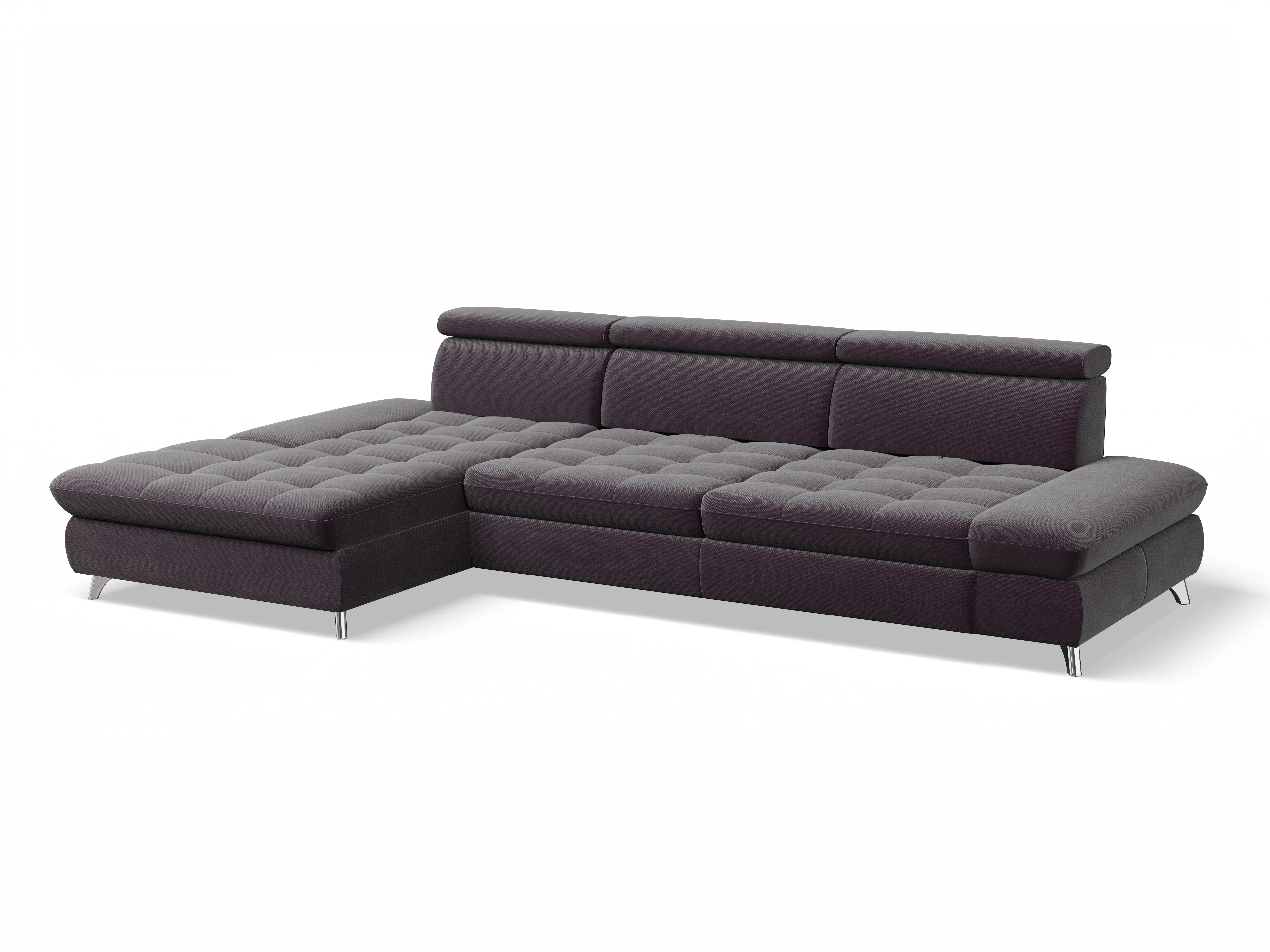 Ansicht des Produktes Memphis Stoff Ecksofa links Abschluss offen in Stoff Rot