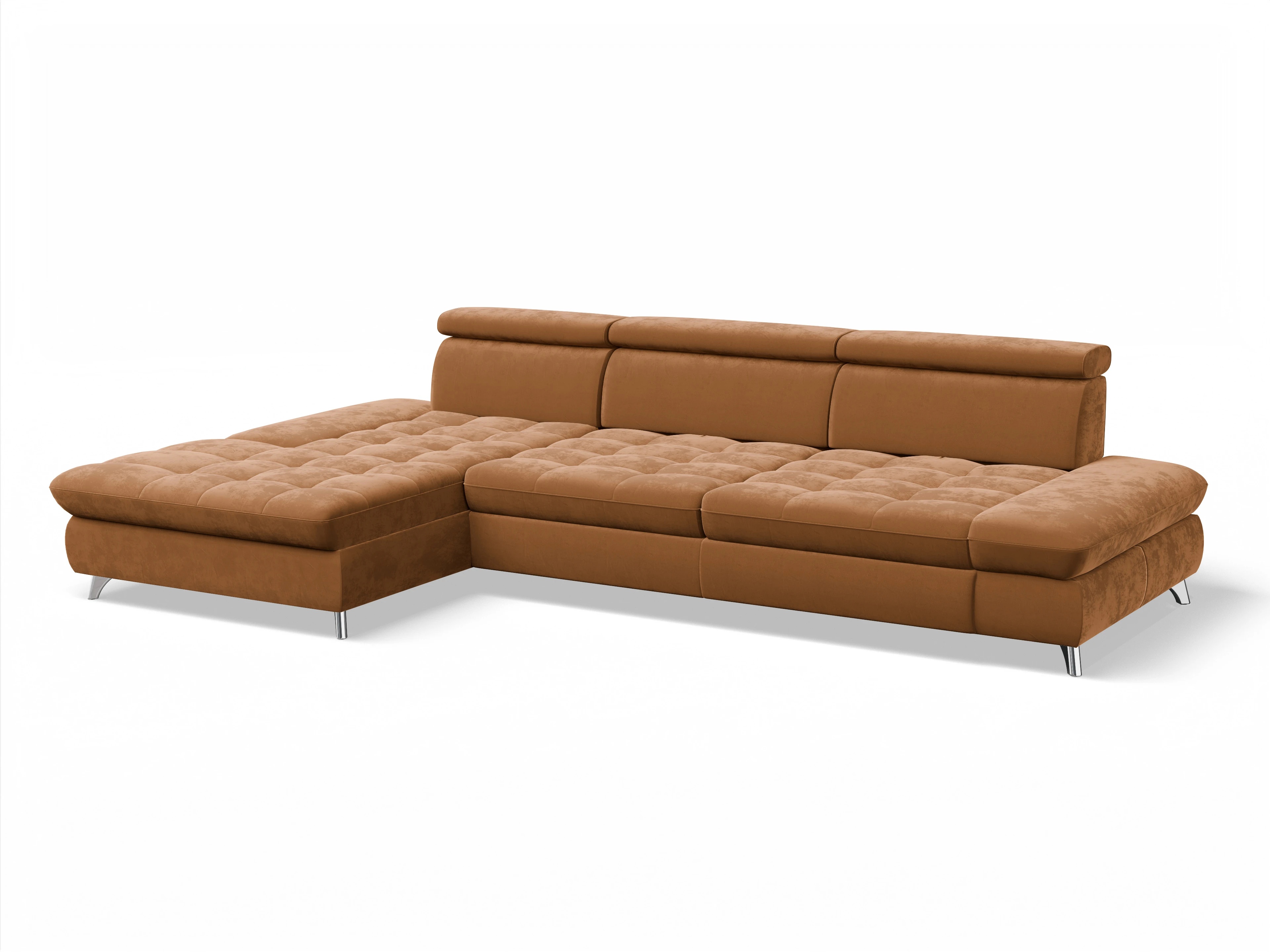 Ansicht des Produktes Memphis Stoff Ecksofa links Abschluss offen in Stoff Gelb