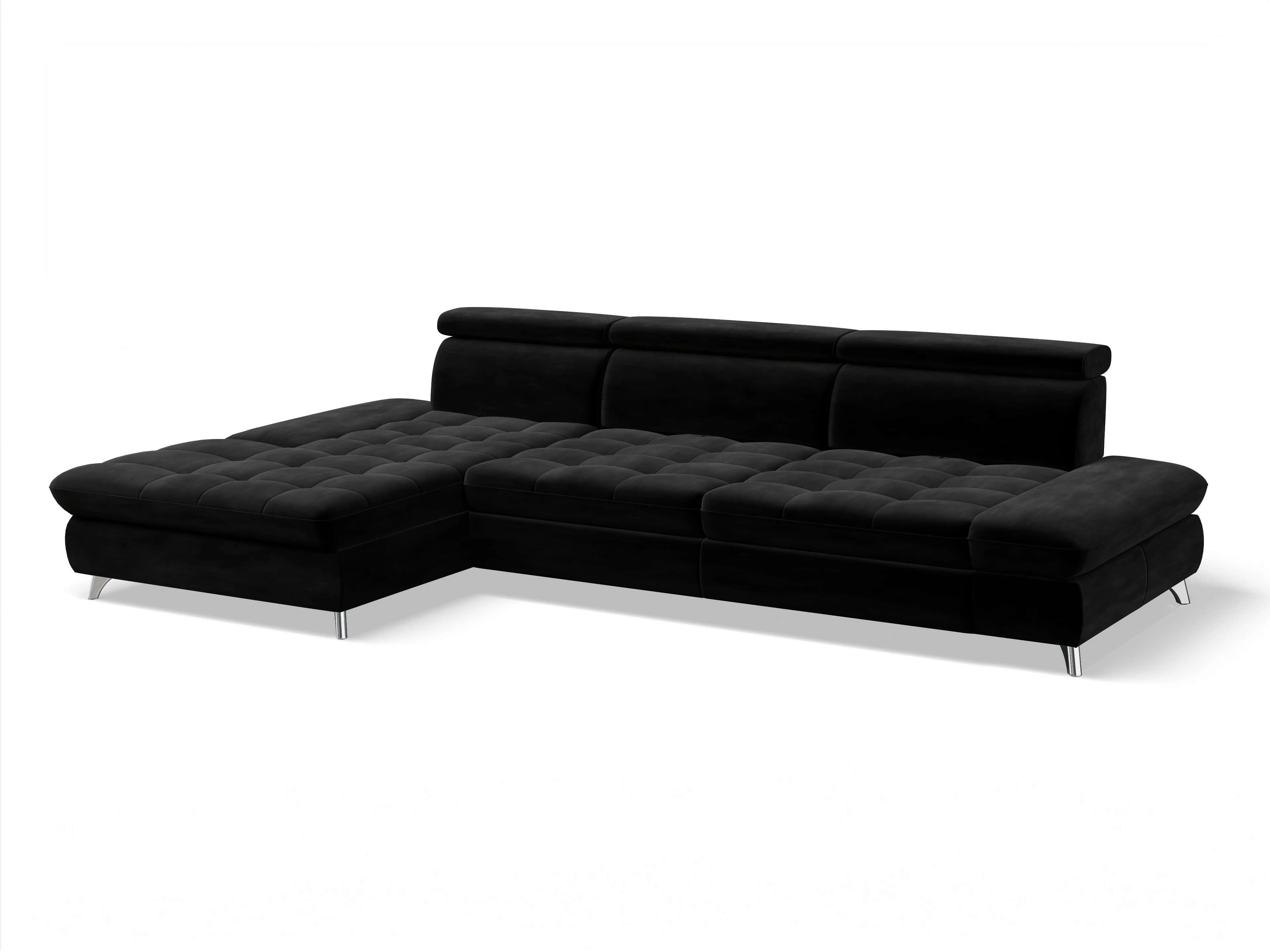 Ansicht des Produktes Memphis Stoff Ecksofa links Abschluss offen in Stoff Schwarz