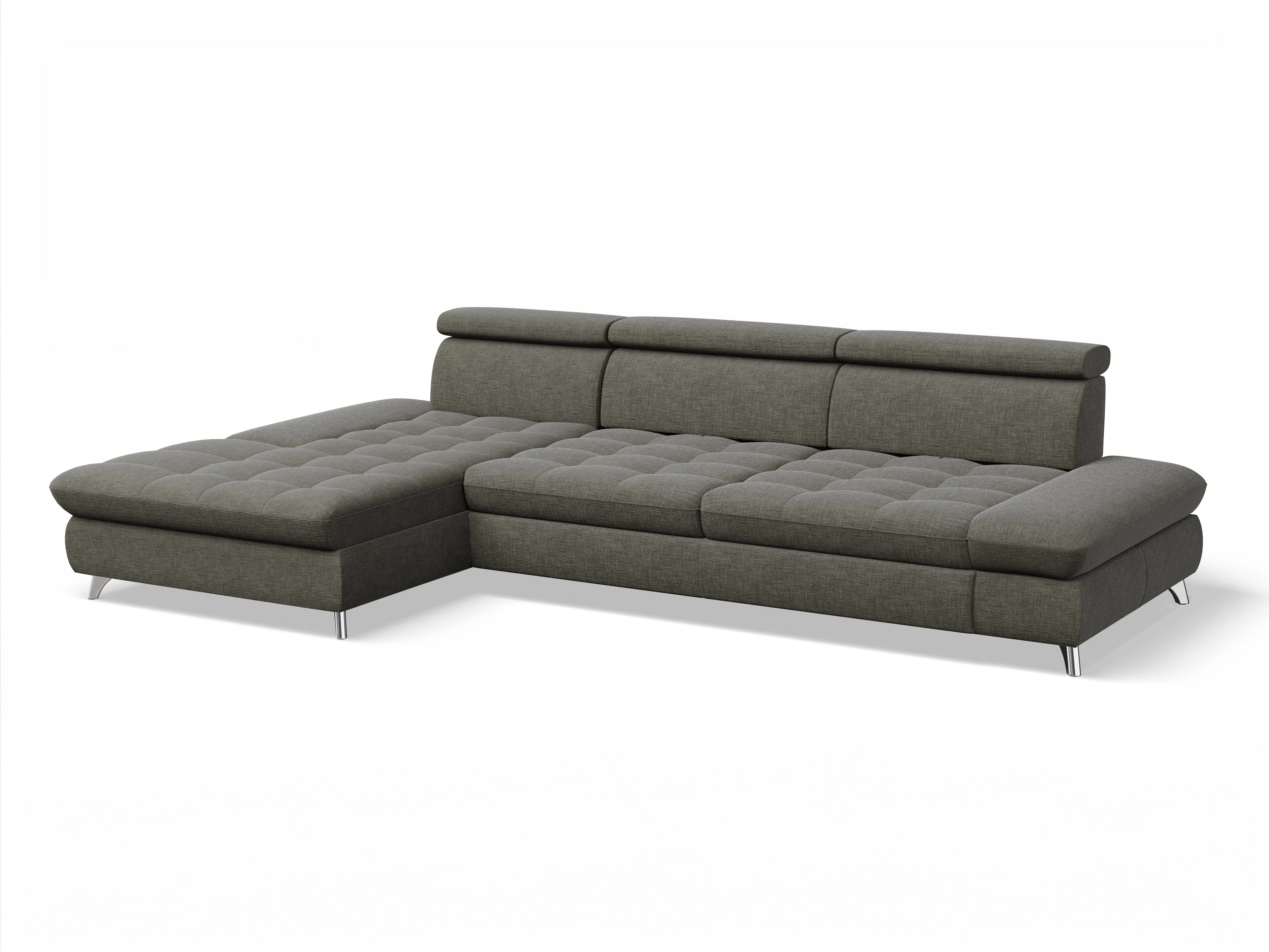 Ansicht des Produktes Memphis Stoff Ecksofa links Abschluss offen in Stoff Braun