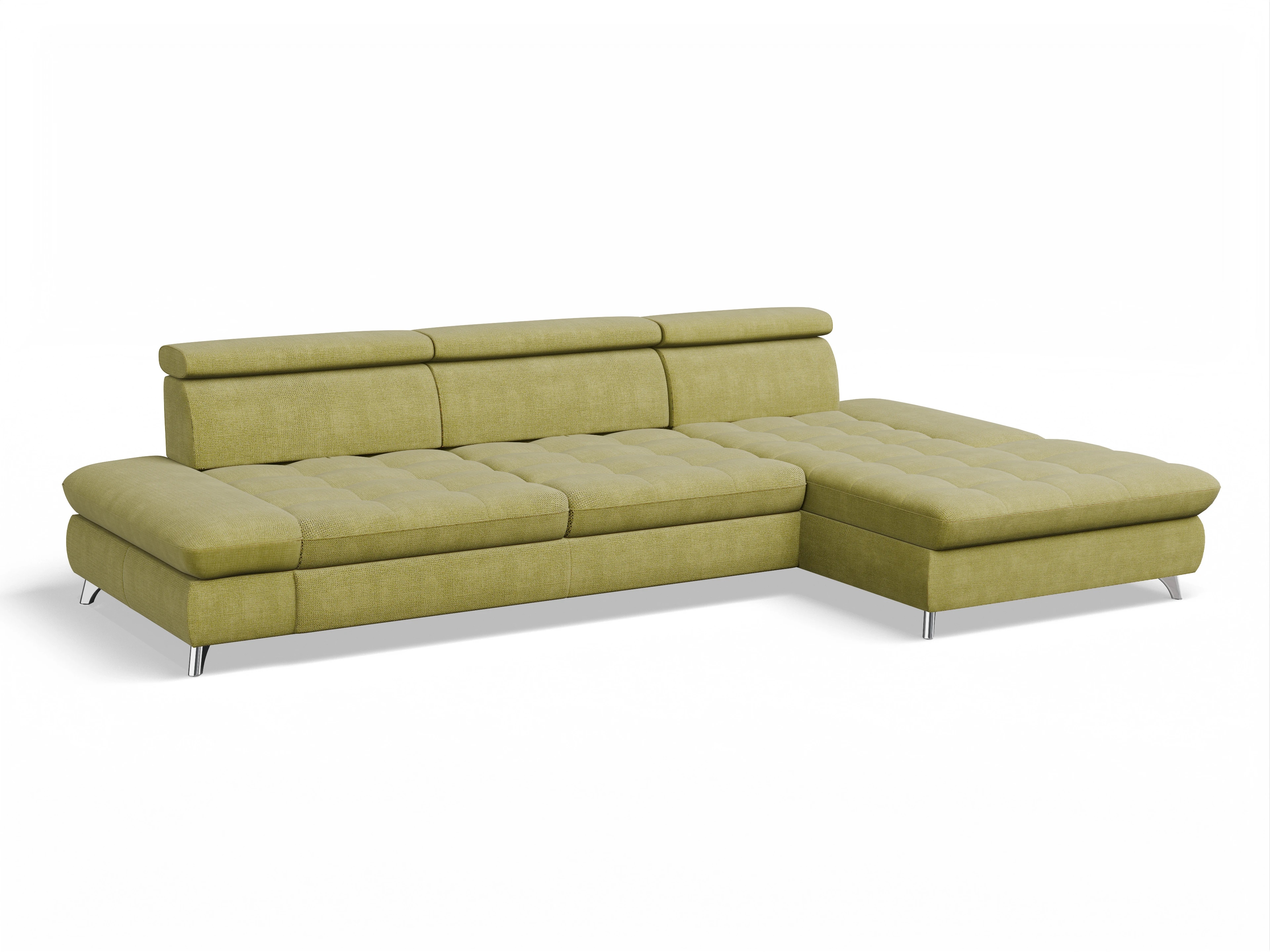 Ansicht des Produktes Memphis Stoff Ecksofa rechts Abschluss offen in Stoff Grün