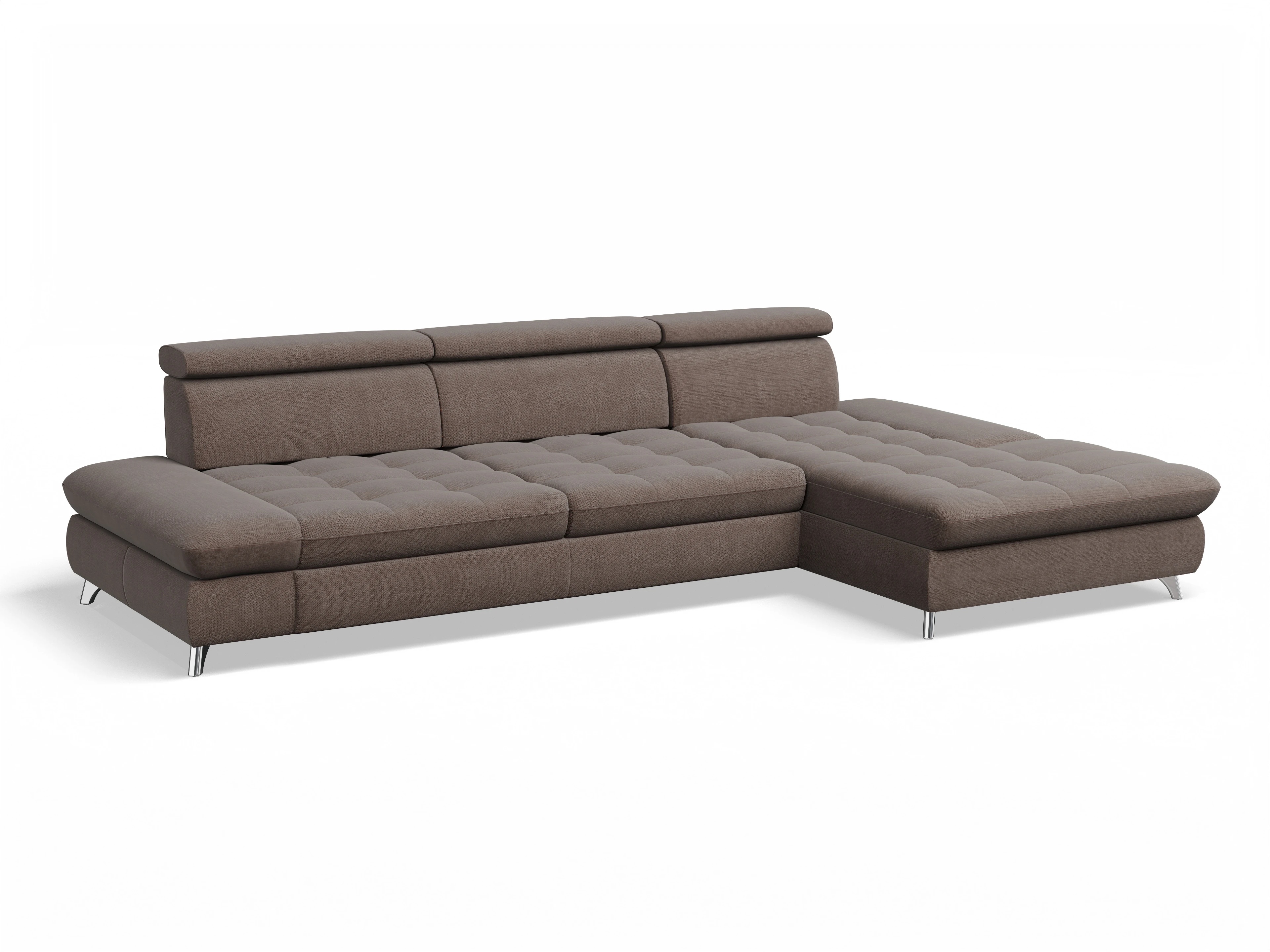 Ansicht des Produktes Memphis Stoff Ecksofa rechts Abschluss offen in Stoff Grau