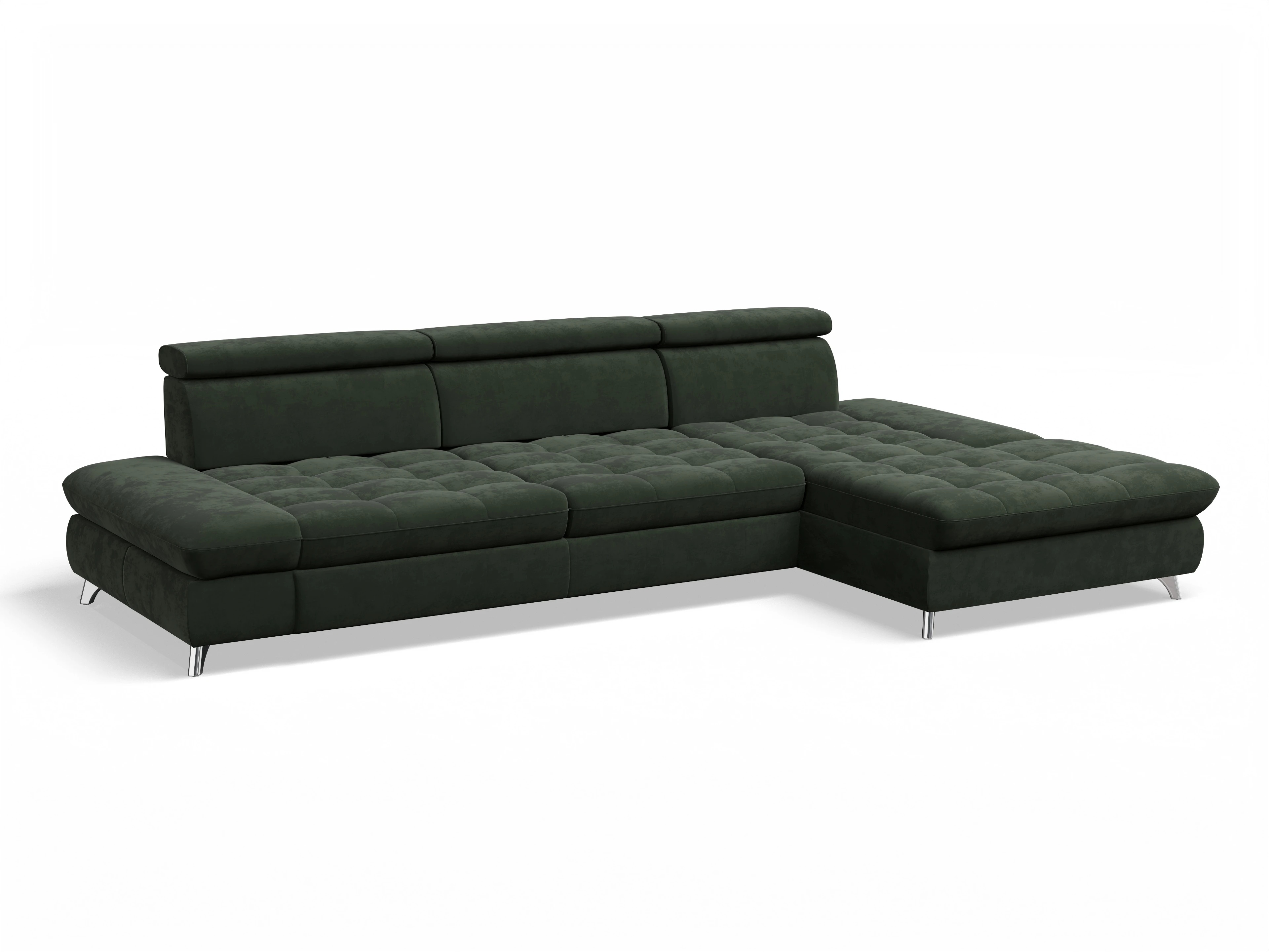 Ansicht des Produktes Memphis Stoff Ecksofa rechts Abschluss offen in Stoff Grün