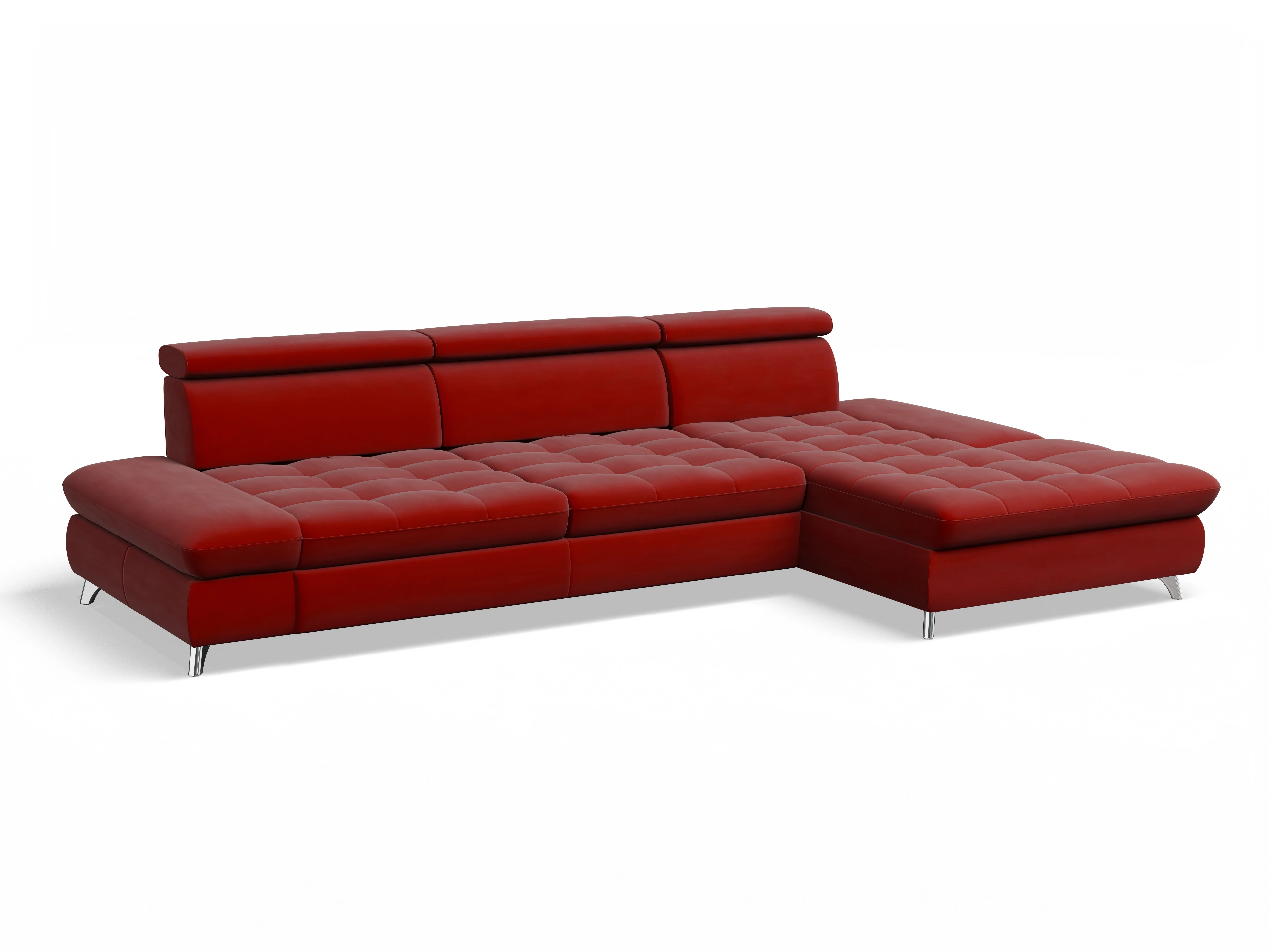 Ansicht des Produktes Memphis Stoff Ecksofa rechts Abschluss offen in Stoff Rot