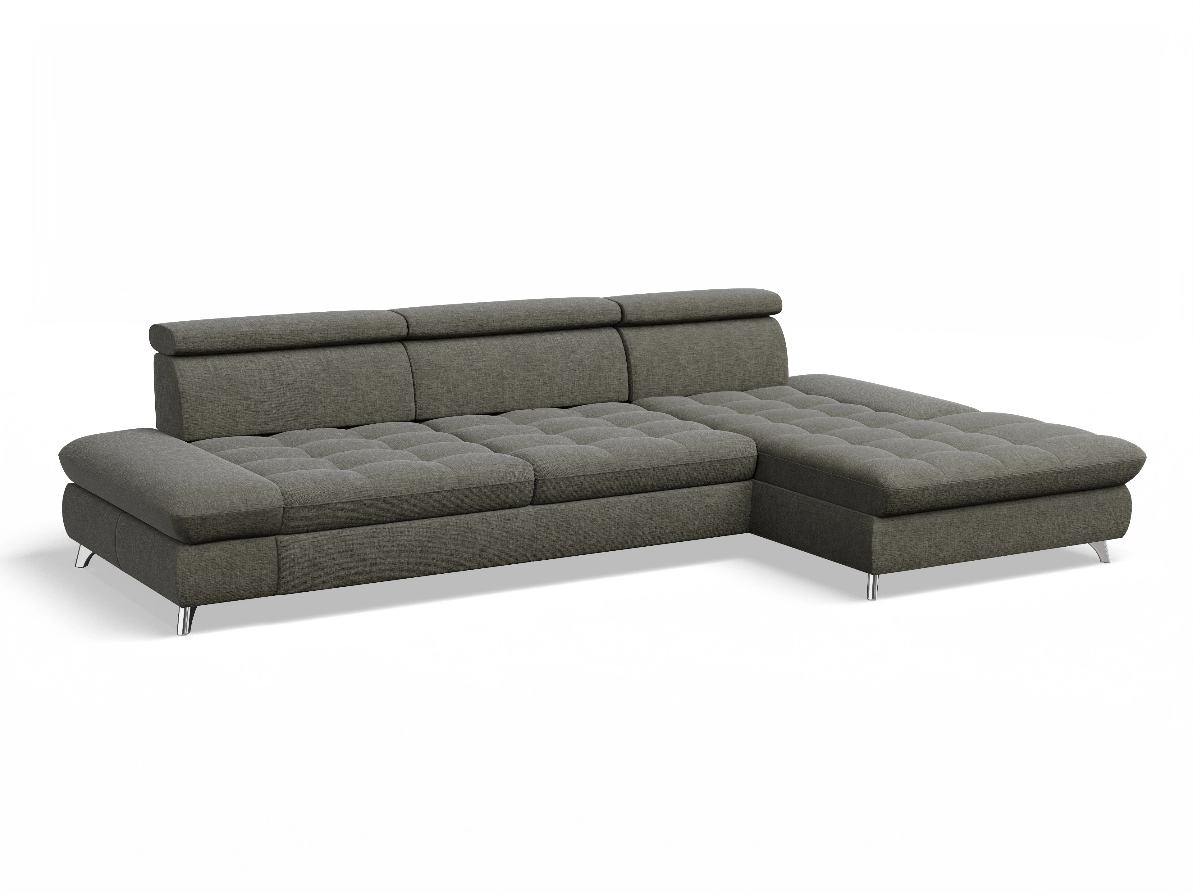 Ansicht des Produktes Memphis Stoff Ecksofa rechts Abschluss offen in Stoff Braun