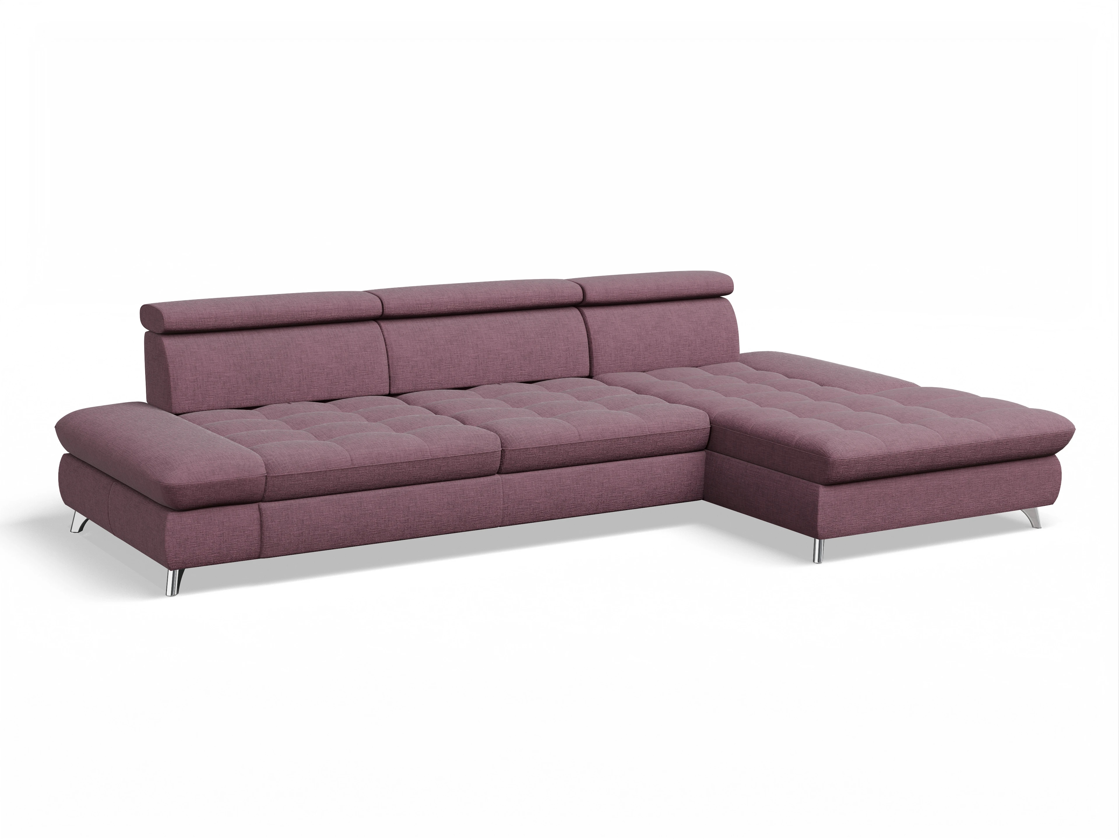 Ansicht des Produktes Memphis Stoff Ecksofa rechts Abschluss offen in Stoff Rot