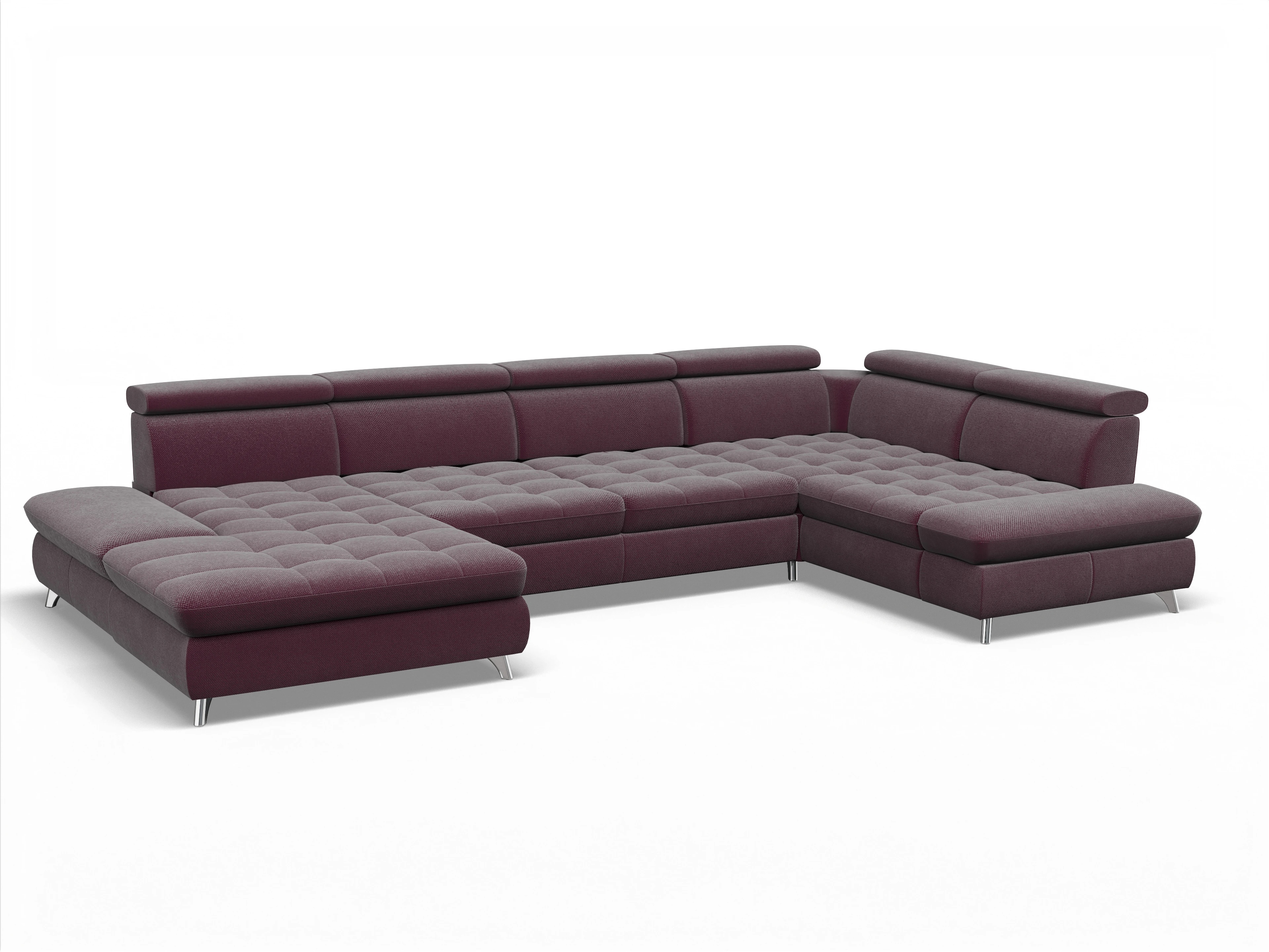 Ansicht des Produktes Memphis Stoff Wohnlandschaft Armlehne rechts Abschluss offen links in Stoff Rot