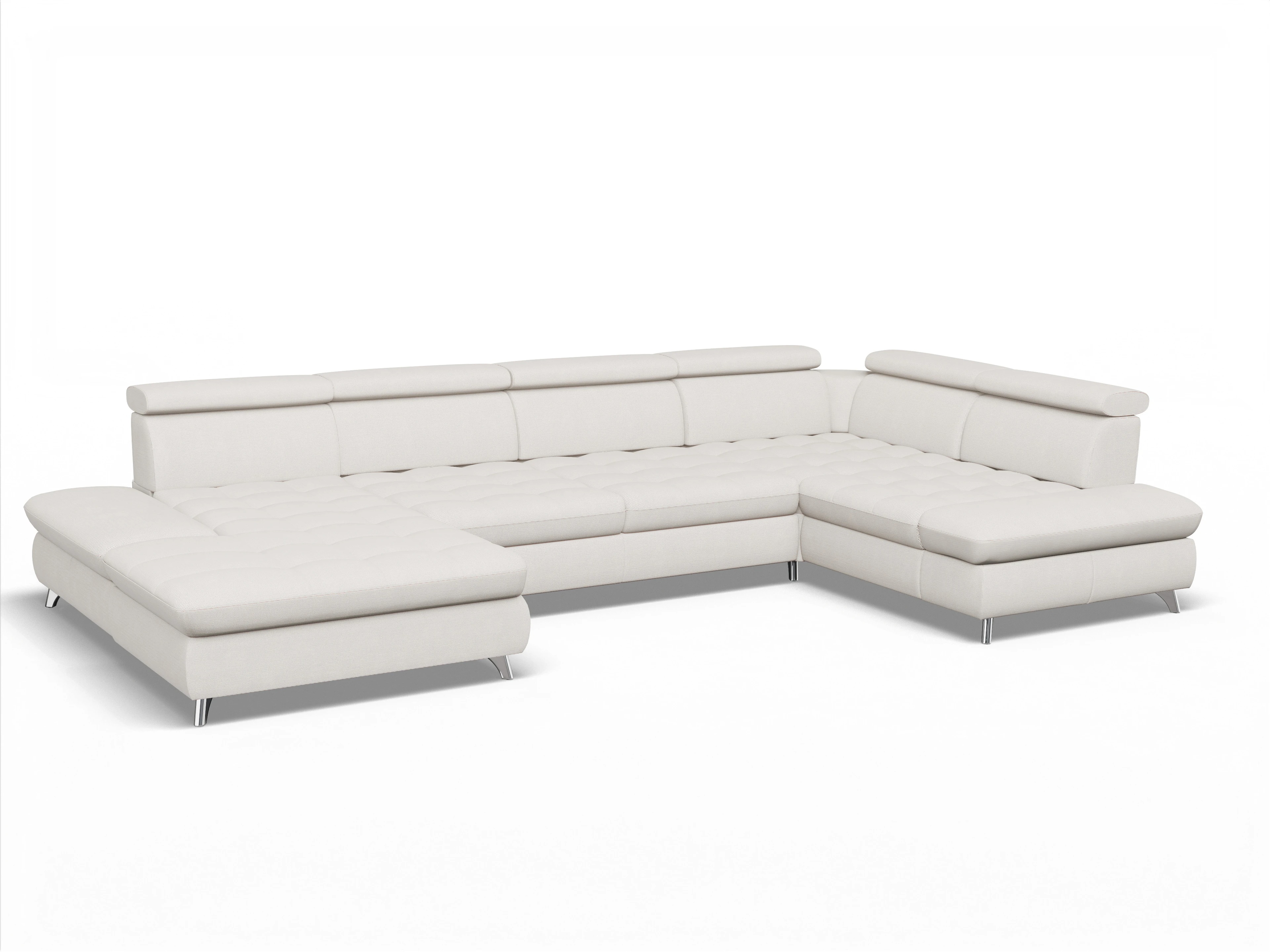 Ansicht des Produktes Memphis Stoff Wohnlandschaft Armlehne rechts Abschluss offen links in Stoff Beige