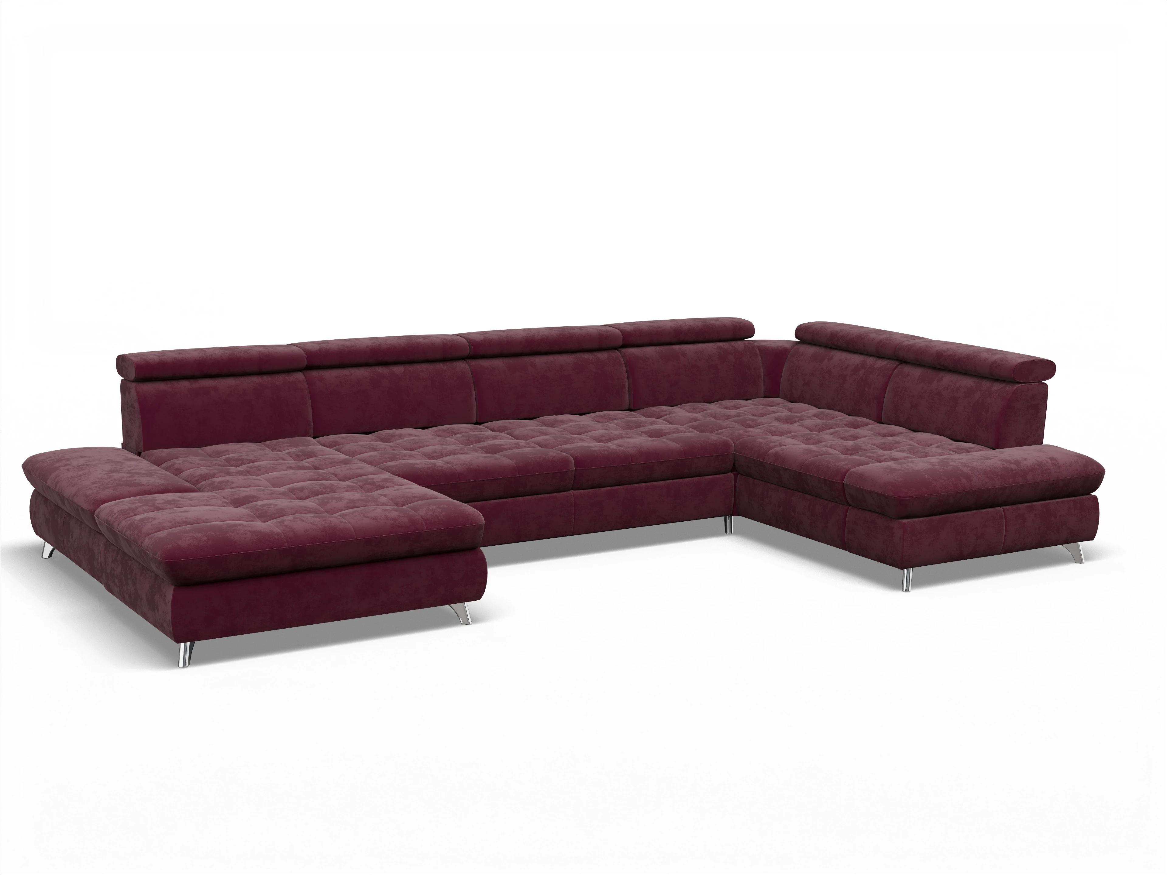 Ansicht des Produktes Memphis Stoff Wohnlandschaft Armlehne rechts Abschluss offen links in Stoff Rot