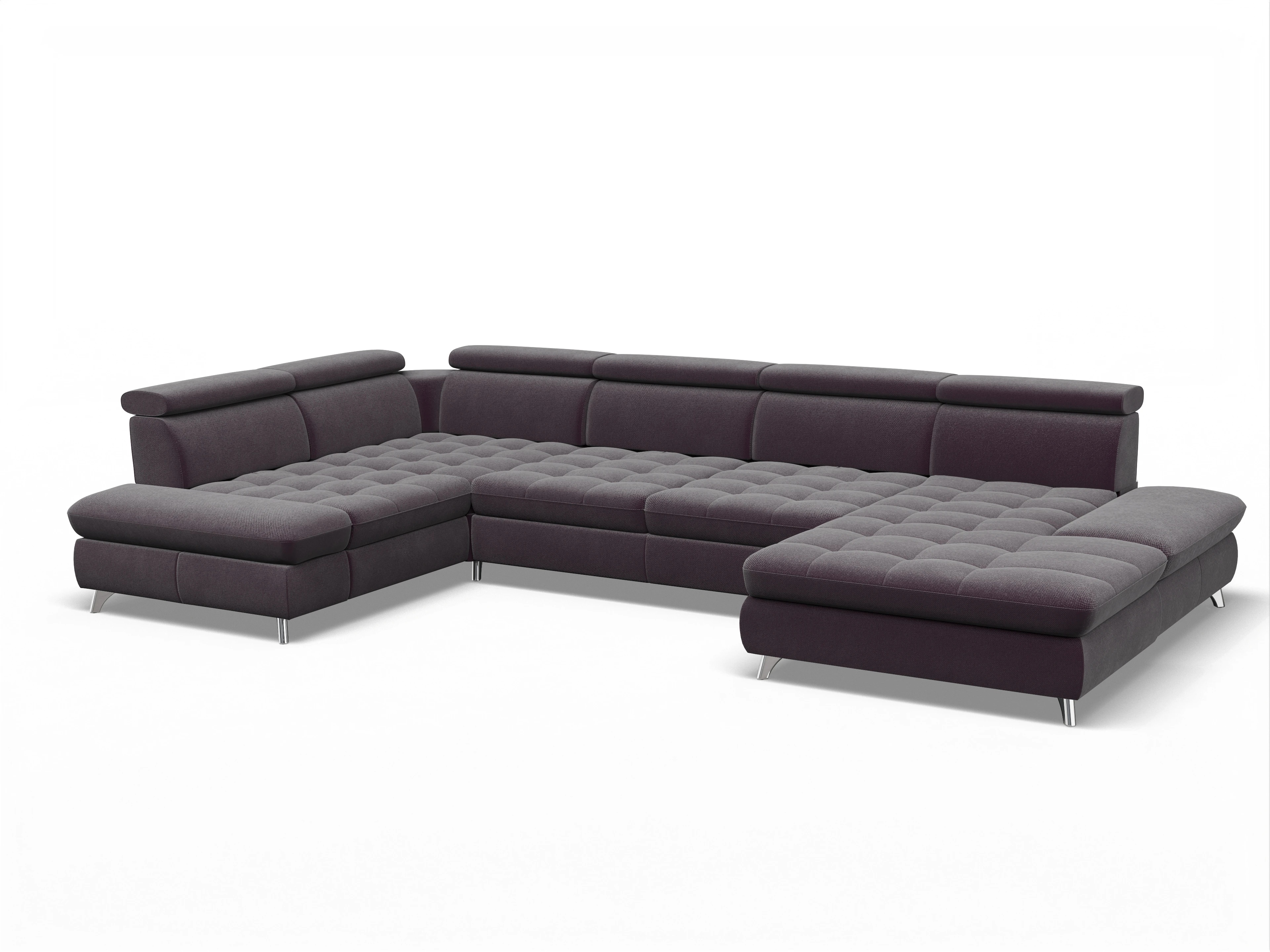 Ansicht des Produktes Memphis Stoff Wohnlandschaft Armlehne links Abschluss offen rechts in Stoff Rot