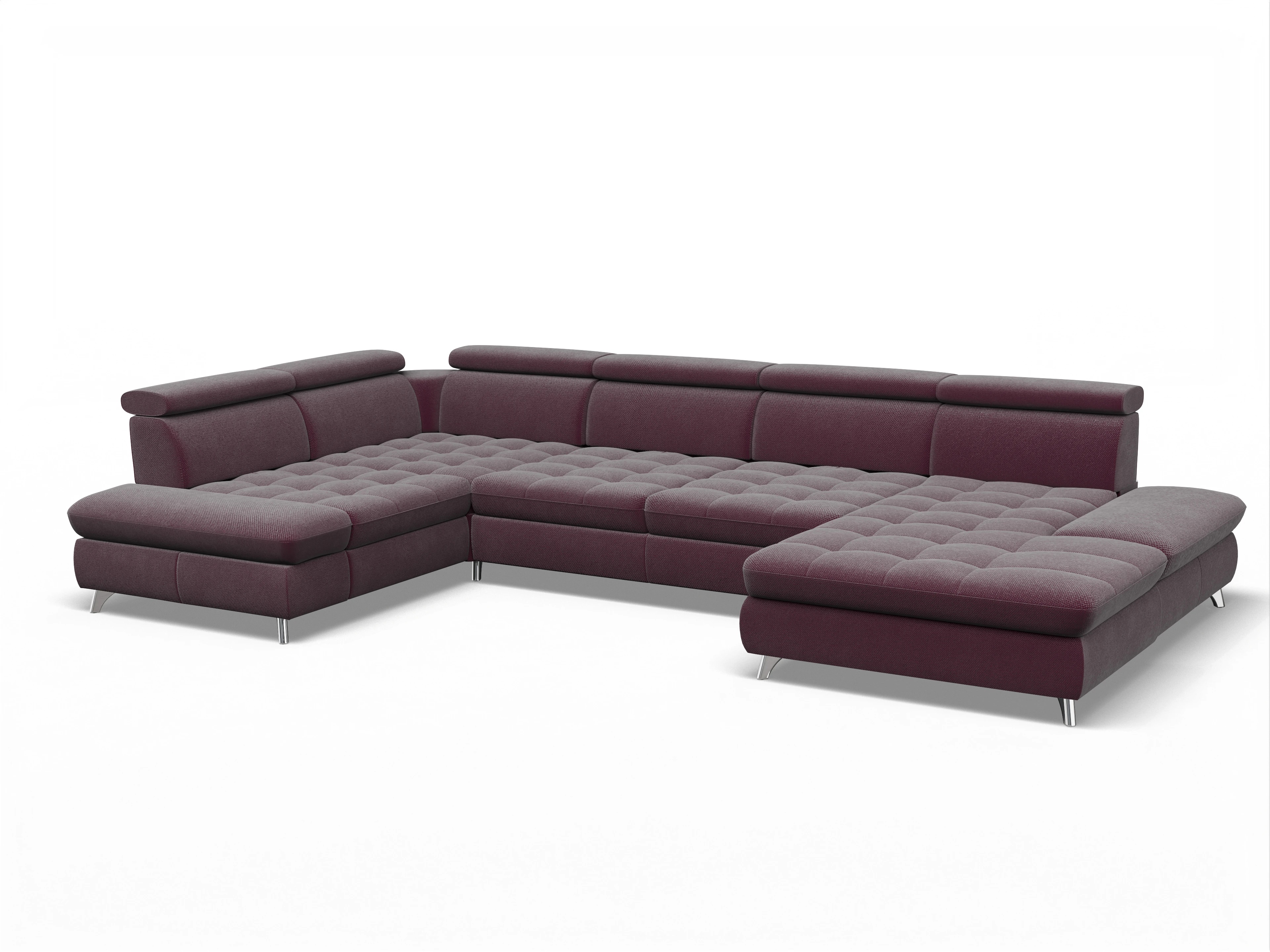 Ansicht des Produktes Memphis Stoff Wohnlandschaft Armlehne links Abschluss offen rechts in Stoff Rot