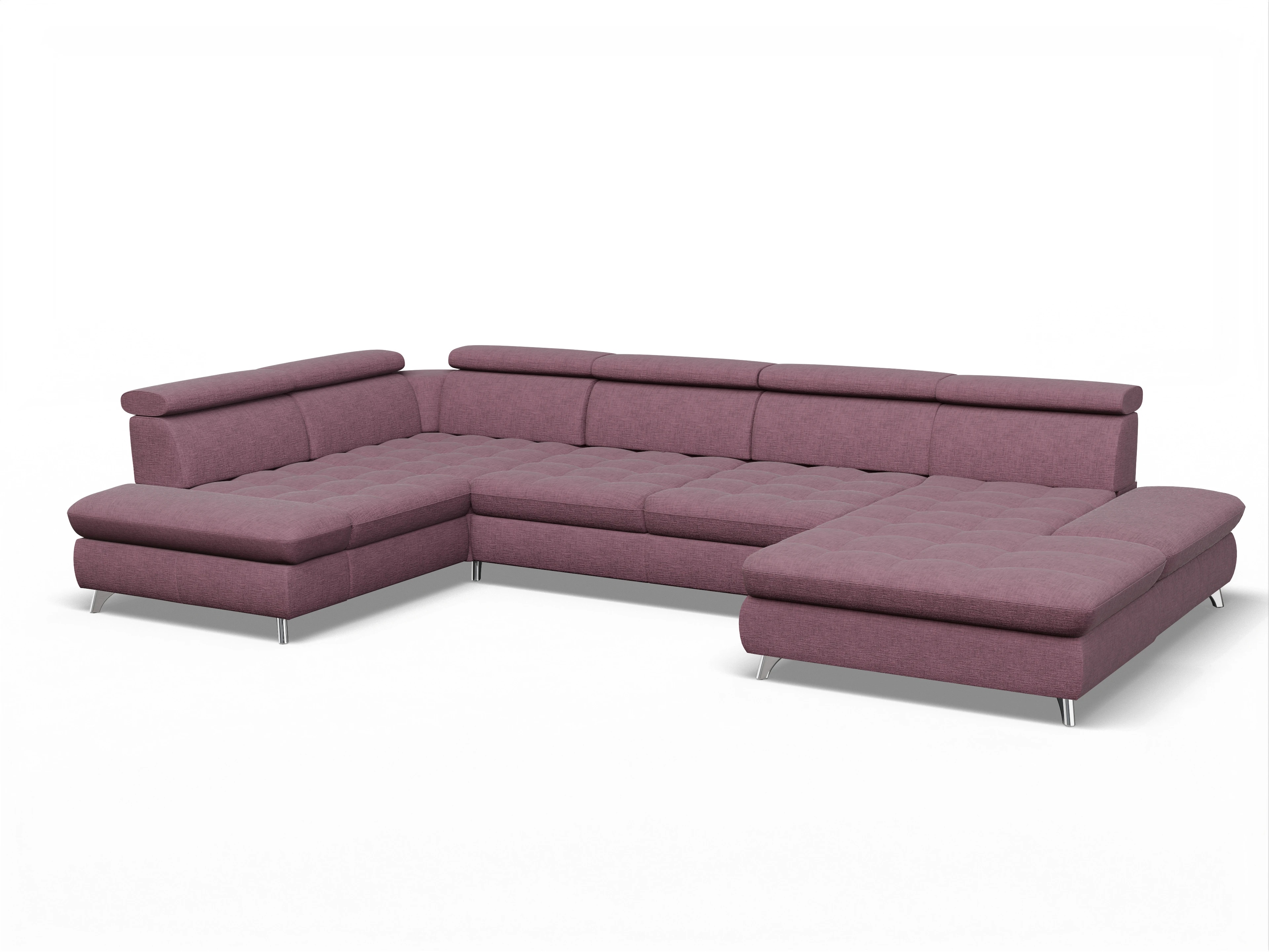 Ansicht des Produktes Memphis Stoff Wohnlandschaft Armlehne links Abschluss offen rechts in Stoff Rot