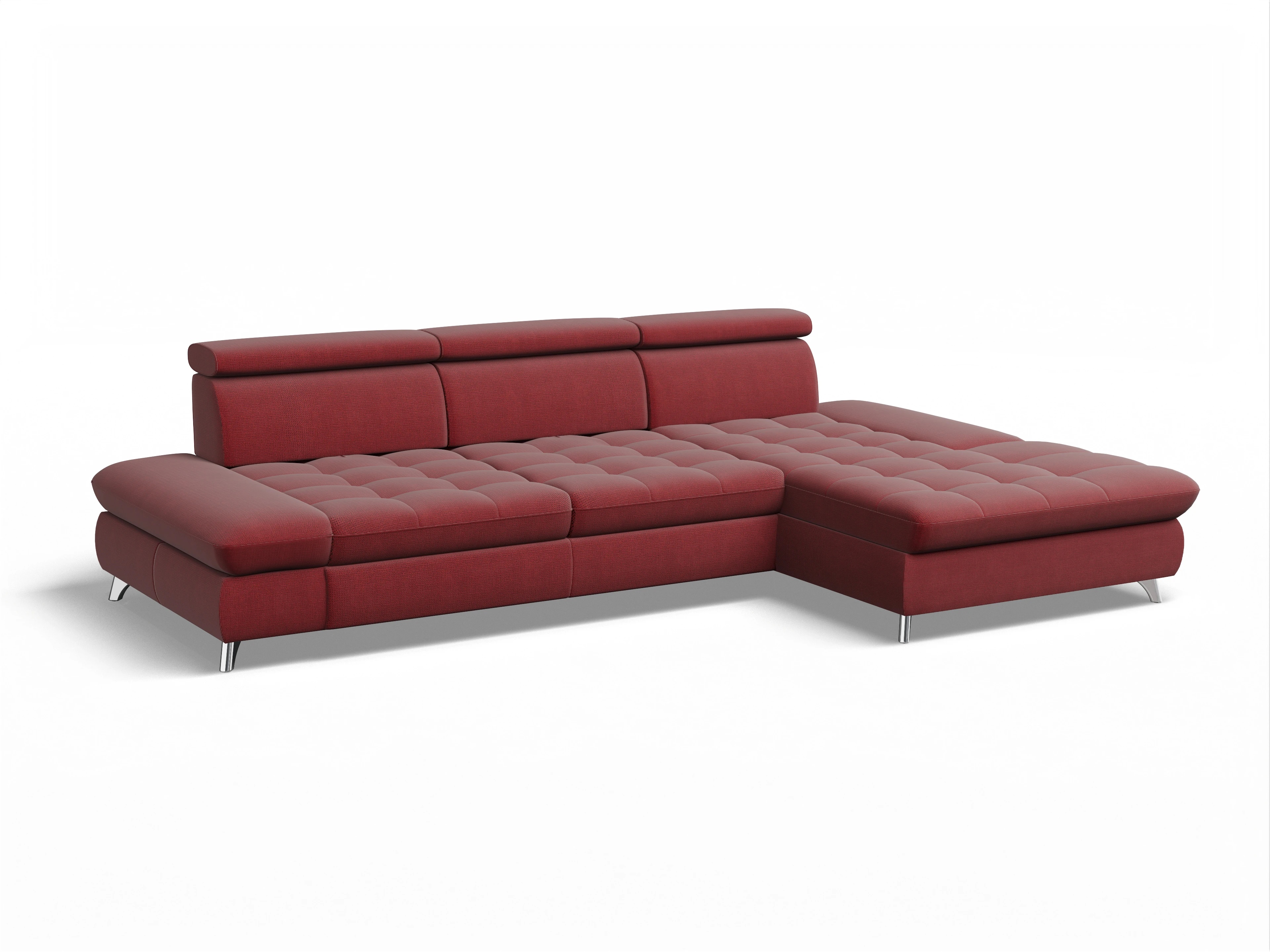 Ansicht des Produktes Memphis Stoff Ecksofa rechts Abschluss offen in Stoff Rot