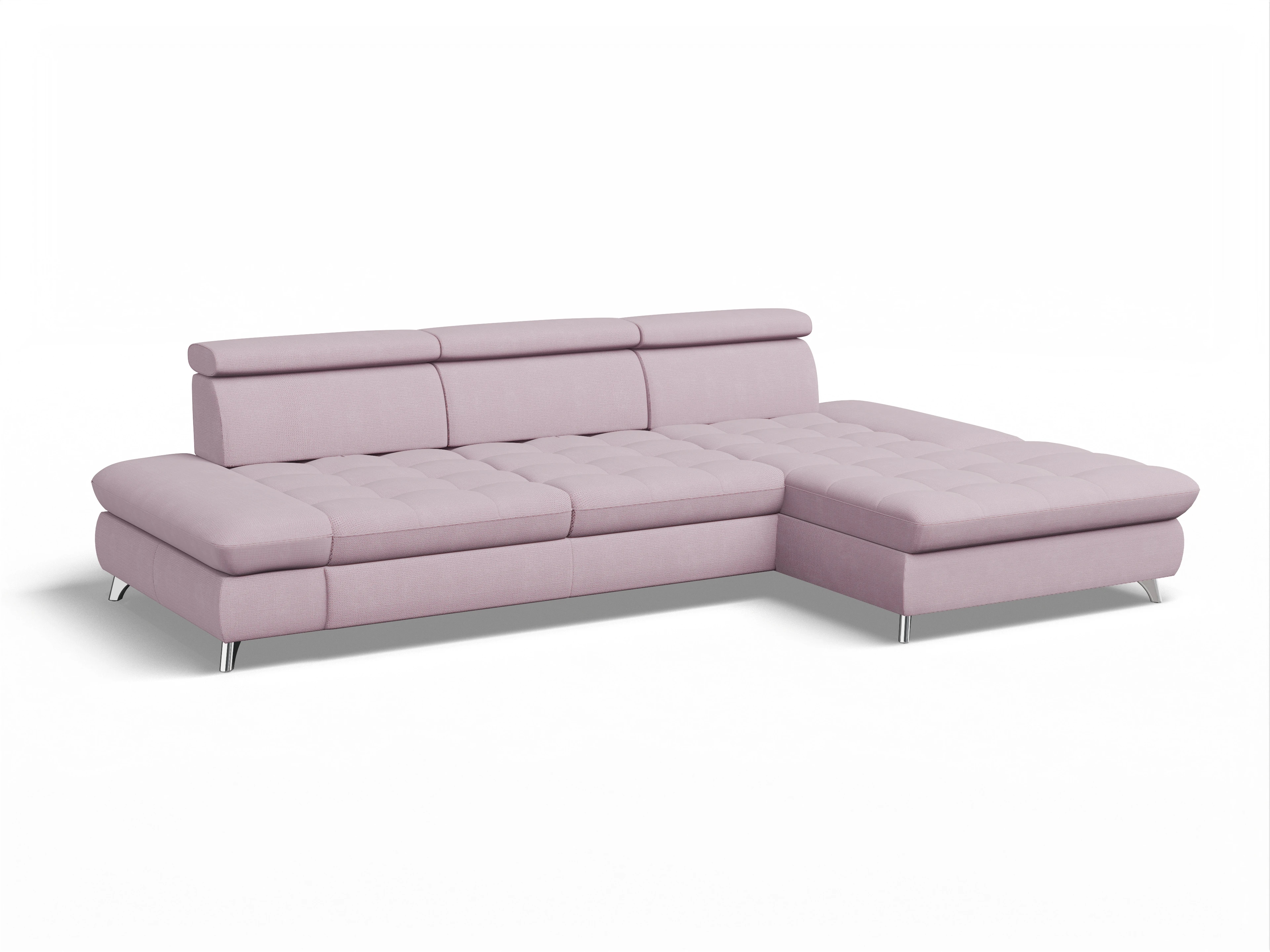 Ansicht des Produktes Memphis Stoff Ecksofa rechts Abschluss offen in Stoff Rosa