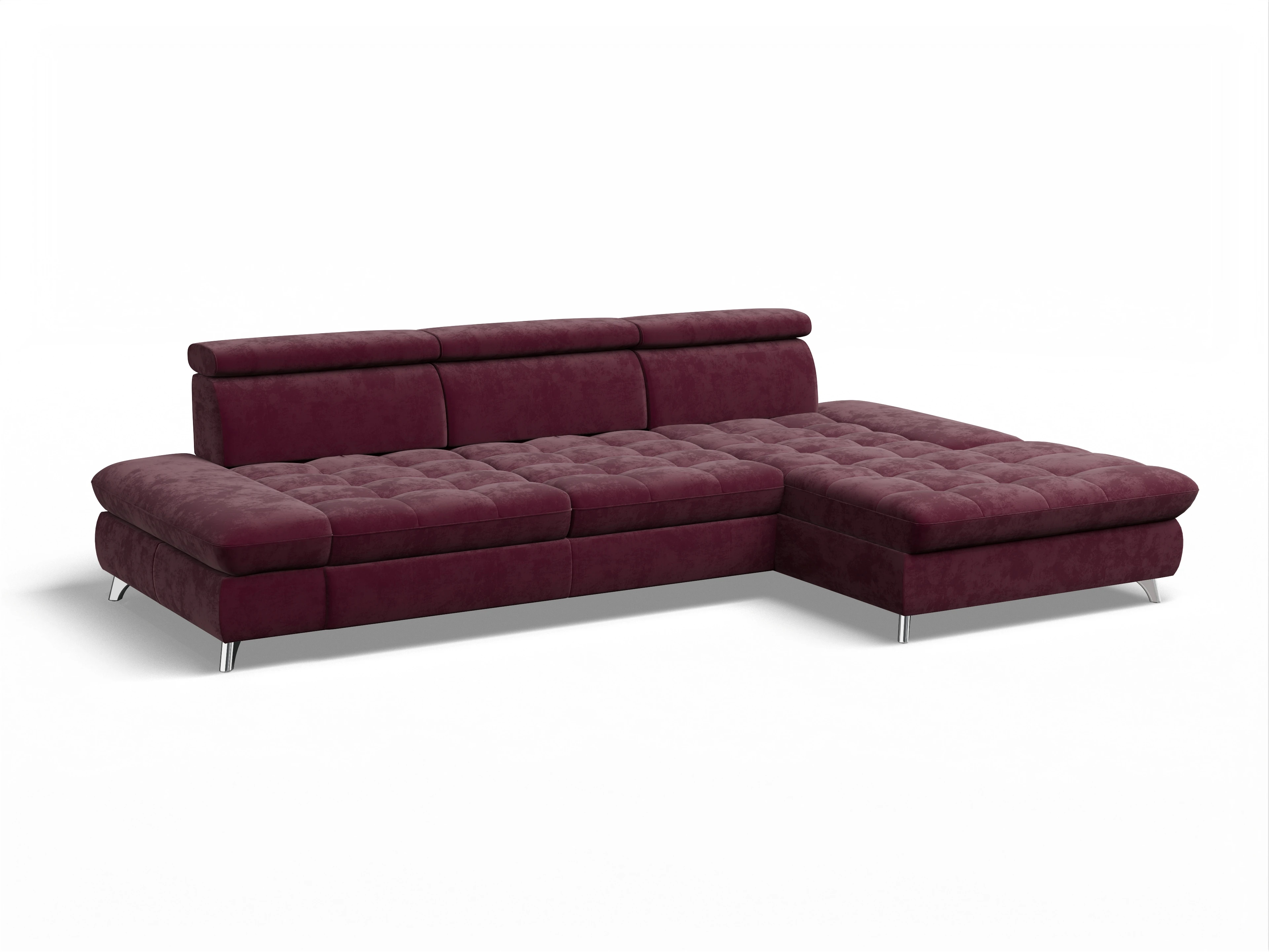 Ansicht des Produktes Memphis Stoff Ecksofa rechts Abschluss offen in Stoff Rot