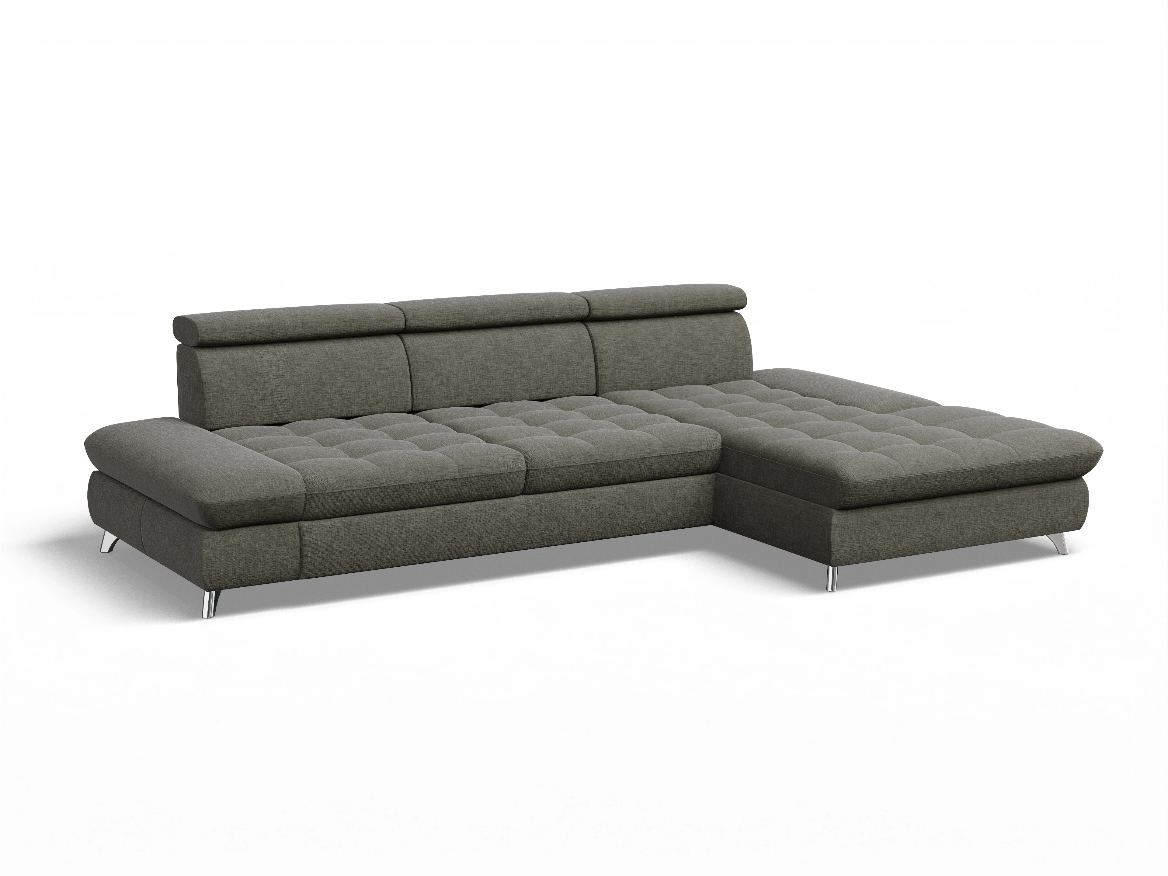 Ansicht des Produktes Memphis Stoff Ecksofa rechts Abschluss offen in Stoff Braun