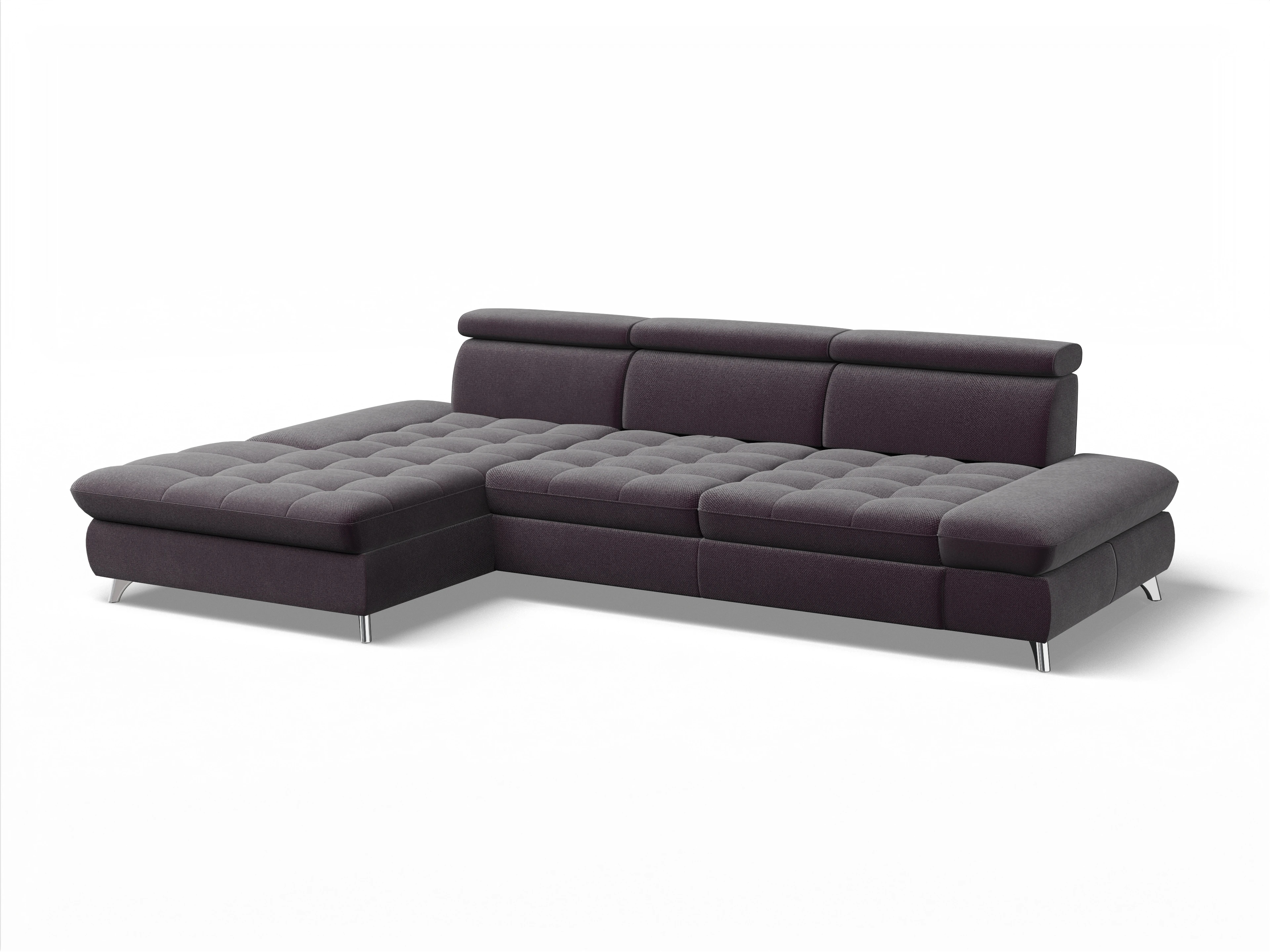 Ansicht des Produktes Memphis Stoff Ecksofa links Abschluss offen in Stoff Rot